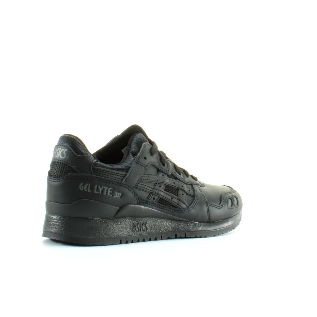 Asics Gel-Lyte III Black Leather Mens Lace Up Trainers HL6A2 9090