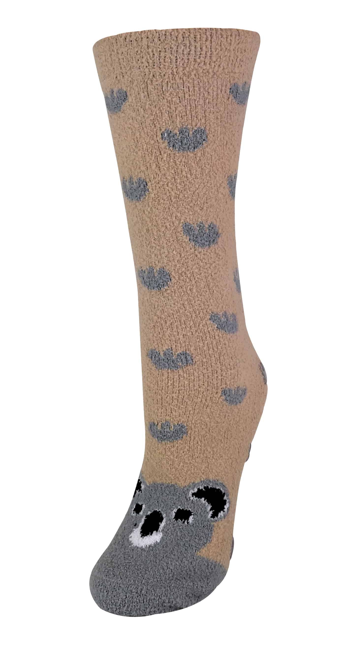 Ladies / Women's Fluffy Non Slip Slipper Socks with Animal Designs