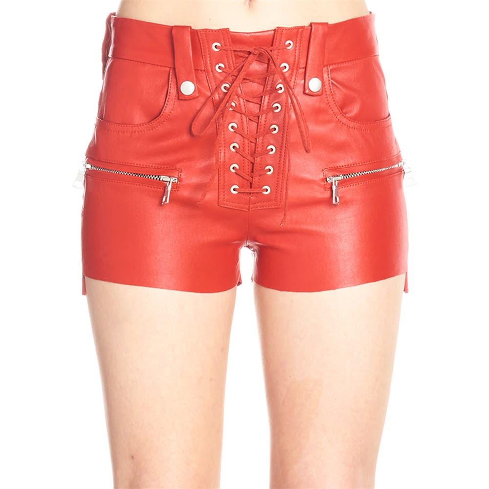 High-waisted blue denim cyclist shorts featuring front concealed zip fastening, six pockets, belt loops and silver-tone embossed button on the back.The model is 177 cm tall and wears a size 36FR
