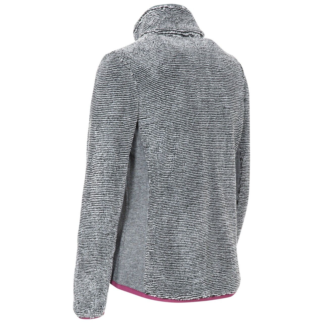 Stripe fleece. Stretch panels. 2 contrast zip pockets. Contrast stretch bindings. Airtrap. 360gsm. 100% Polyester fleece, 95% Polyester/5% Elastane stretch panel. Trespass Womens Chest Sizing (approx): XS/8 - 32in/81cm, S/10 - 34in/86cm, M/12 - 36in/91.4cm, L/14 - 38in/96.5cm, XL/16 - 40in/101.5cm, XXL/18 - 42in/106.5cm.