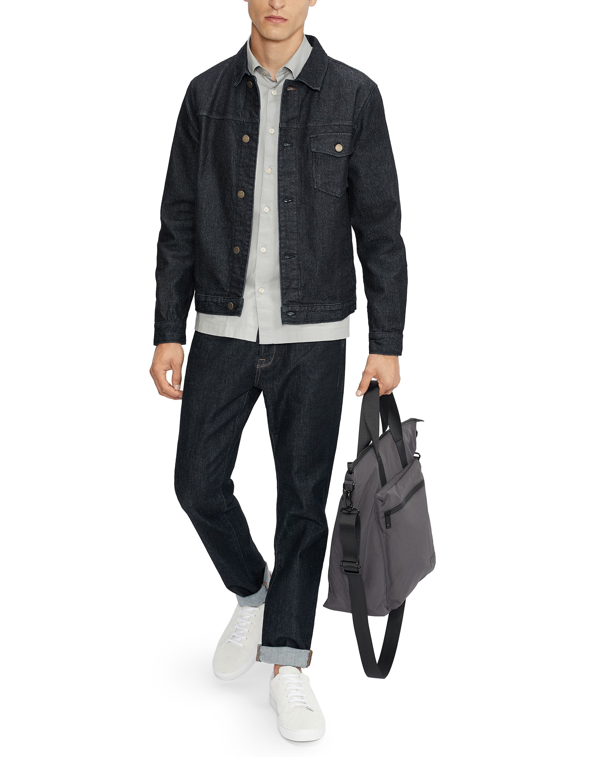 Ted Baker Guitar Rinse Wash Raw Denim Jacket, Dark Navy