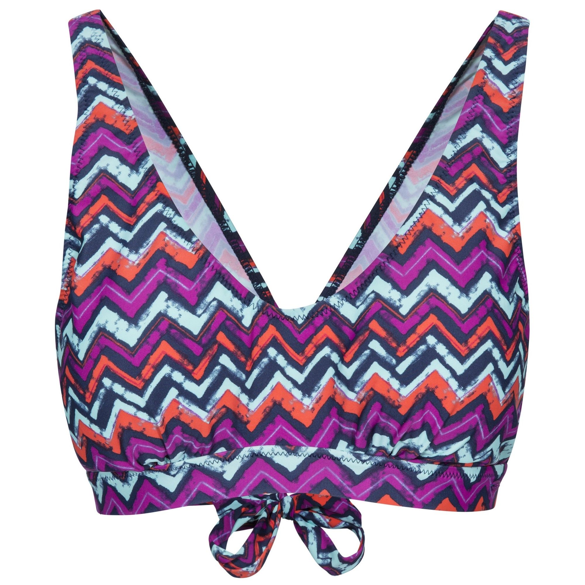 Bikini top. Tie back. All over print. Removable bust pads. 80% Polyamide, 20% Elastane. Trespass Womens Chest Sizing (approx): XS/8 - 32in/81cm, S/10 - 34in/86cm, M/12 - 36in/91.4cm, L/14 - 38in/96.5cm, XL/16 - 40in/101.5cm, XXL/18 - 42in/106.5cm.