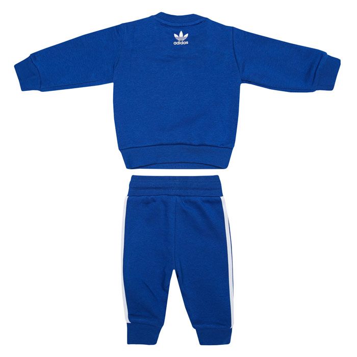 Baby adidas Originals Graphic Trefoil  Crew Set in royal white.- Sweatshirt:- Ribbed crewneck.- Long sleeves.- Ribbed cuffs and hem.- Large lemon Trefoil logo printed to front.- Regular fit.- Pants: - Drawcord on elastic waist.- Lemon Trefoil logo printed at left thigh.- Regular fit.- Main Material: 70% Cotton  30% Polyester (Recycled). Rib Part: 95% Cotton  5% Elastane. Machine washable. - Ref: GN4140