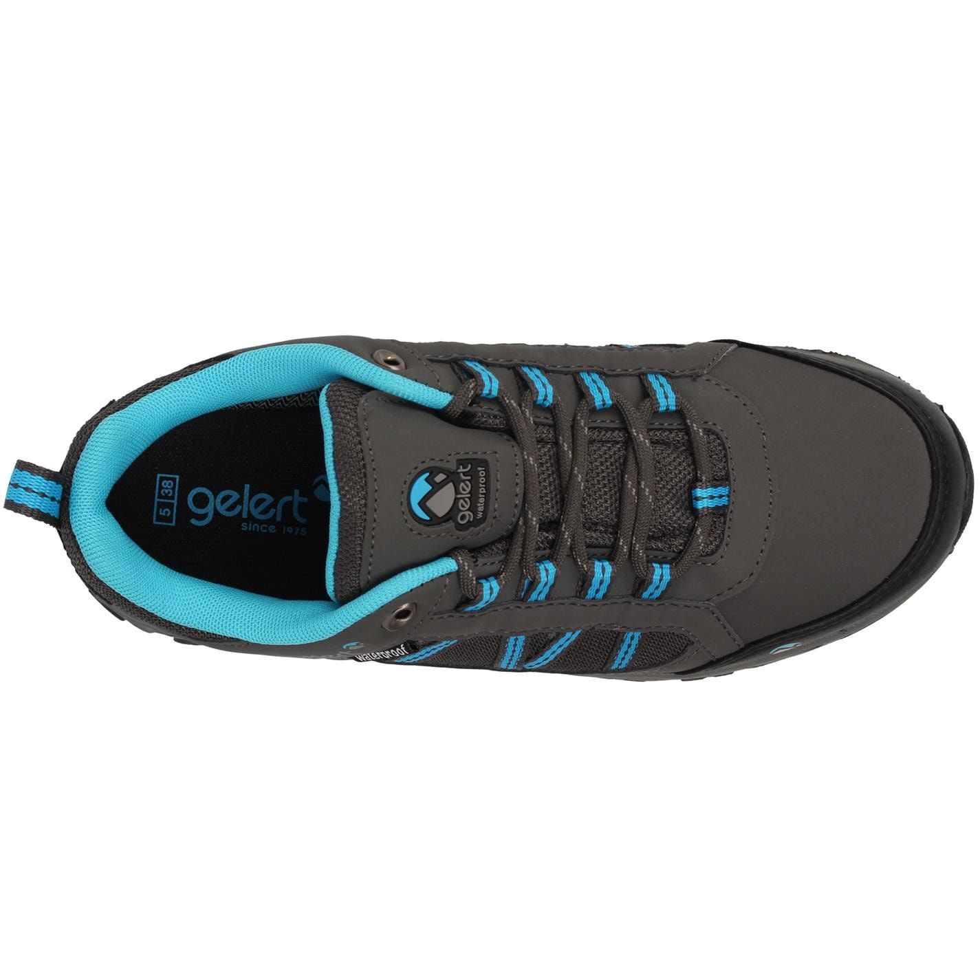 Gelert Kids Horizon Low Waterproof Walking Boots Breathable Lace Up Shoes Charcoal/Blue UK 5.5