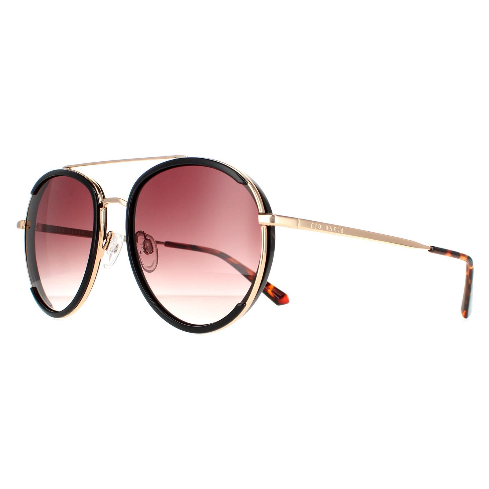 Ted Baker Aviator Womens Black Gold Brown Gradient TB1638 Gaia