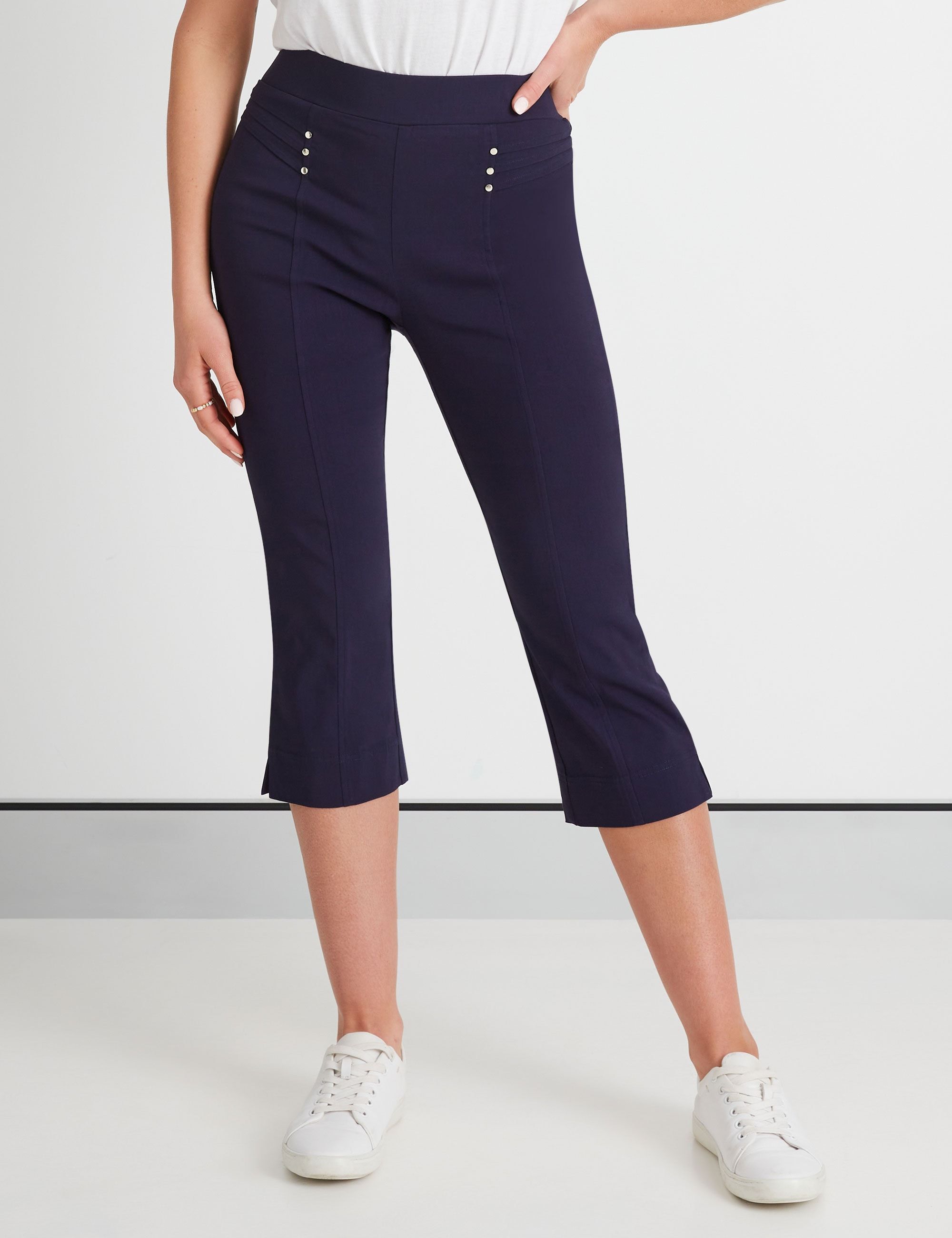 Womens Rockmans Crop Bengaline Pants Navy