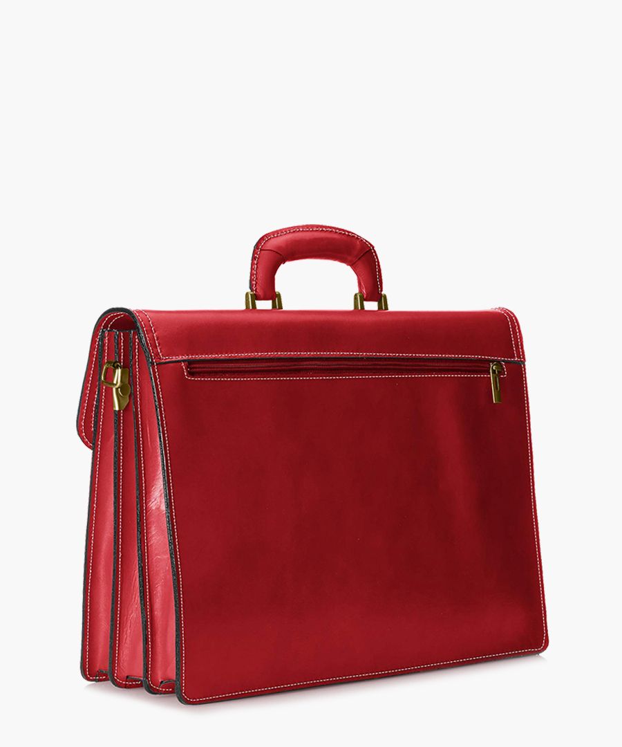 Red leather satchel