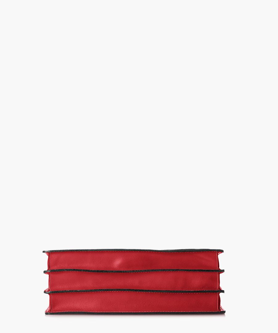 Red leather satchel