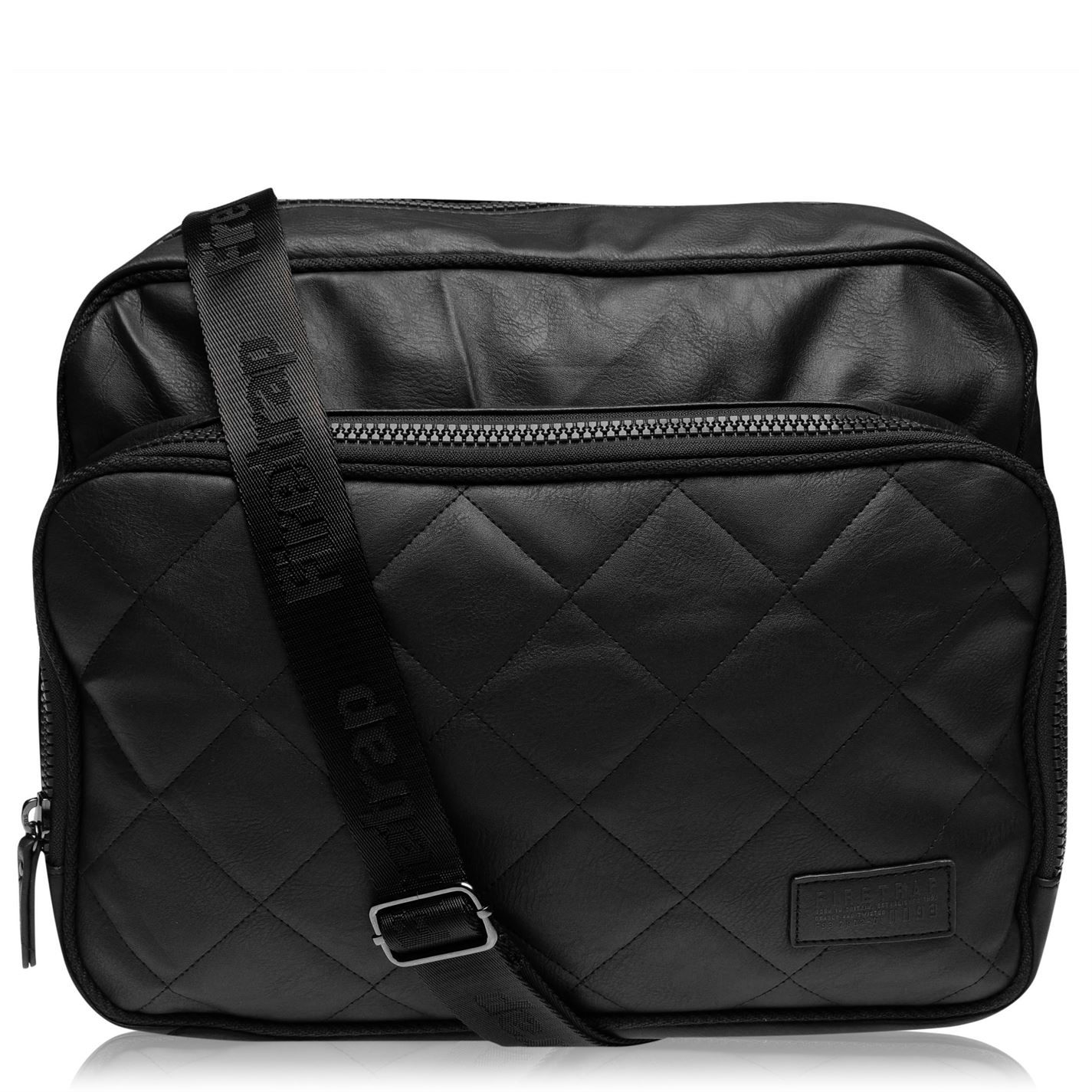 <strong>Firetrap Quilted Flight Bag</strong><br><br> Travel with ease with the Firetrap Quilted Flight Bag over your shoulder. The ideal size for storing your travel documents and valuables, the quilted construct features a main zip compartment, with a front and back zip pocket. The bag has a Firetrap branded shoulder strap for logo to the front for brand recognition.<br>> Flight bag<br>> Main zip fastening<br>> Front zip compartment<br>> Quilted construct<br>> Firetrap branded shoulder strap<br>> Back zip compartment<br>> Firetrap branding<br>> 100% PVC<br>> Hand wash only<br>> H 30 x W 36 x D 12 cm