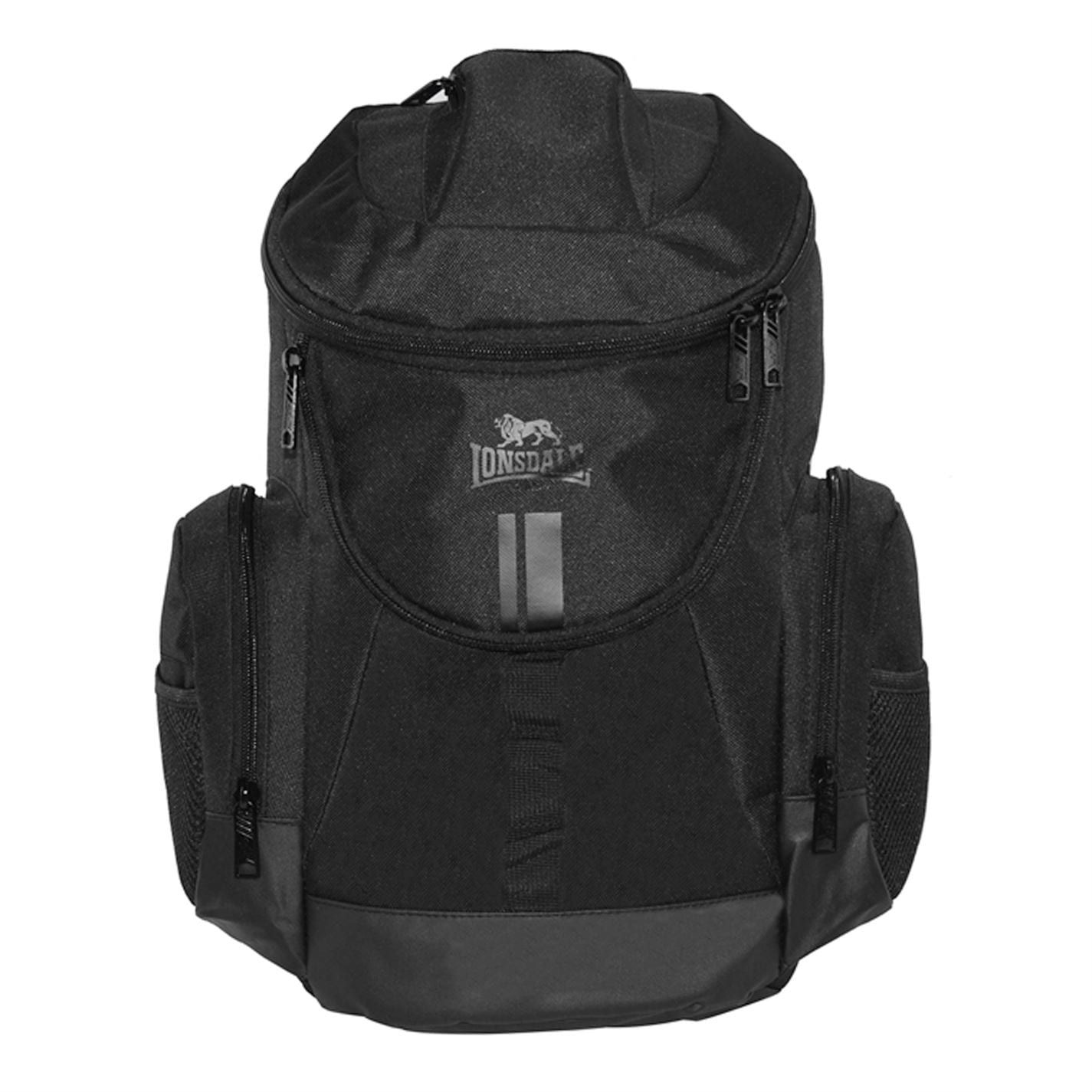 <strong>Lonsdale Niagara Backpack</strong><br><br> Great for travelling this Lonsdale Niagara Backpack features eight pockets one of which in a phone pocket and another inside, offering plenty of room for storing your goods. This Lonsdale backpack includes secure, adjustable and padded straps to ensure your comfort and security.<br>> Lonsdale backpack<br>> Eight pockets including one interior and phone pocket<br>> Headphone port to top pocket<br>> Padded, adjustable straps<br>> Lonsdale branding<br>> W34 x D19 x H38cm