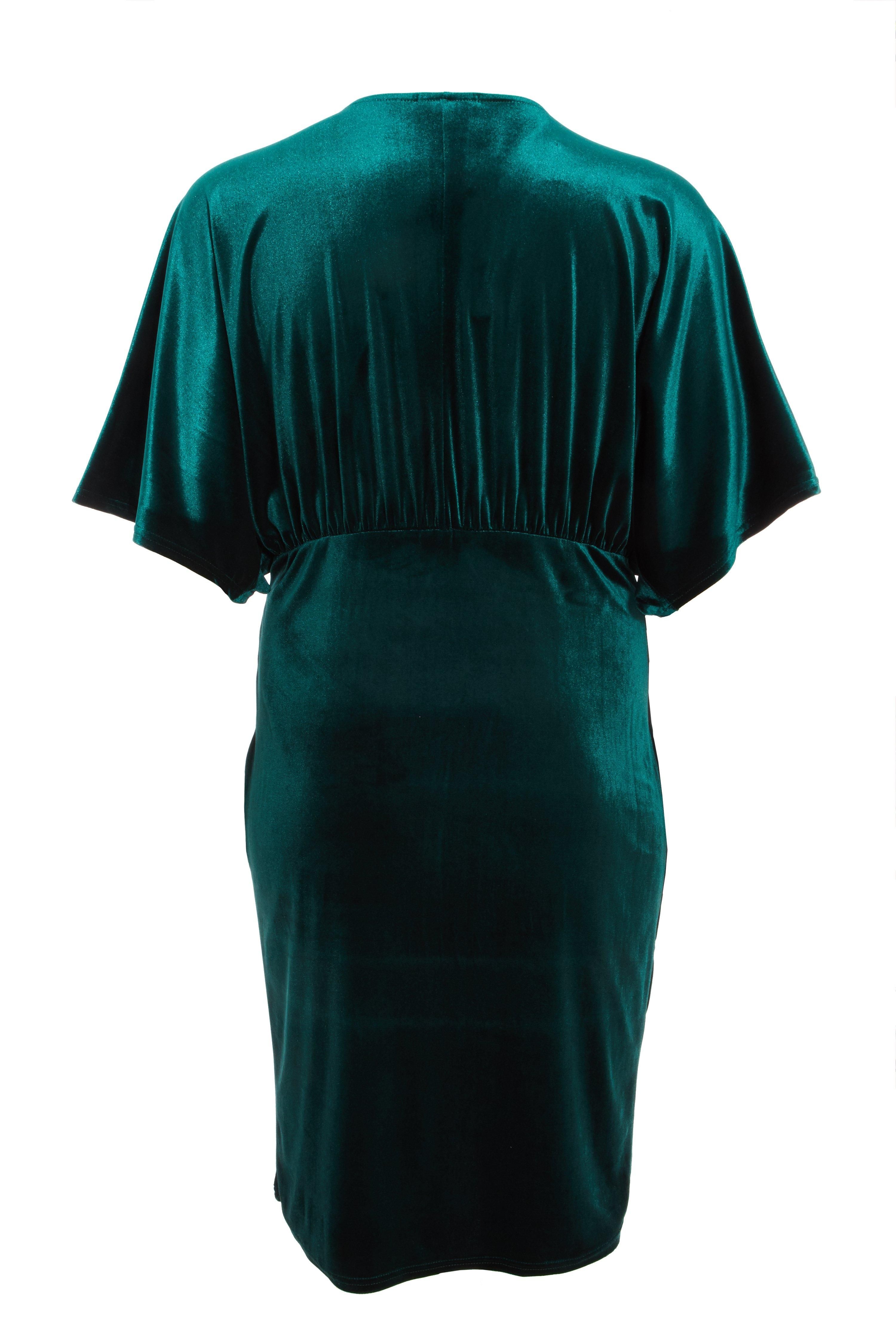 - Curve collection  - Velvet finish  - Bodycon fit   - V neck  - Batwing sleeve  - Length: 125cm approx  - Model Height: 5' 9