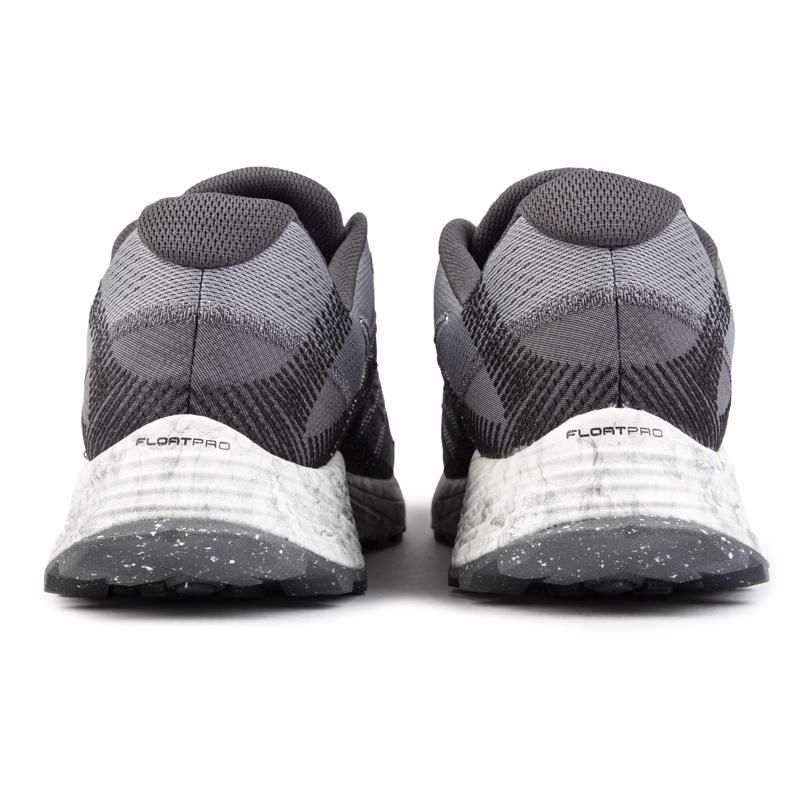 Mens grey Merrell moab flight trainers, manufactured with textile and a rubber sole. Featuring: vibram sole, comfort heel, ghillie eyelets, cushioned innersole and merrell branding.