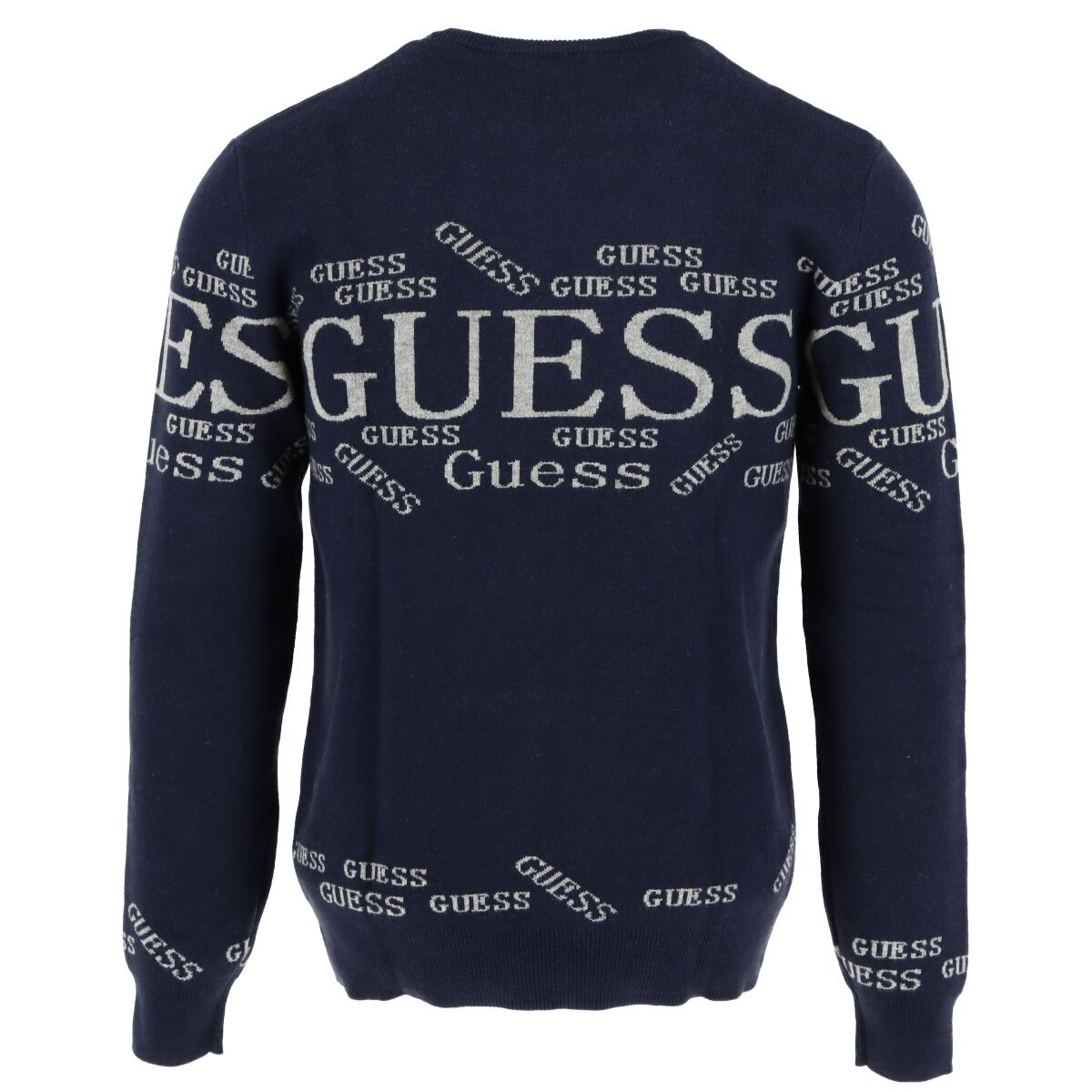 Brand: Guess Gender: Men Type: Knitwear Season: Fall/Winter  PRODUCT DETAIL • Color: blue • Pattern: print • Sleeves: long • Neckline: round neck •  Article code: M0BR58Z2PN0  COMPOSITION AND MATERIAL • Composition: -60% cotton -10% wool -30% polyamide  •  Washing: handwash. print:printed. material:cotton. type:trench-coat