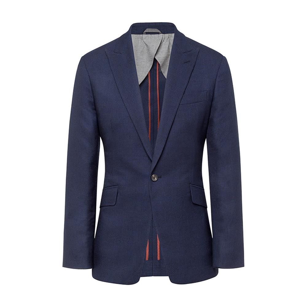 Men's Hackett, Brushed Cotton Blue Check Jacket in Blue