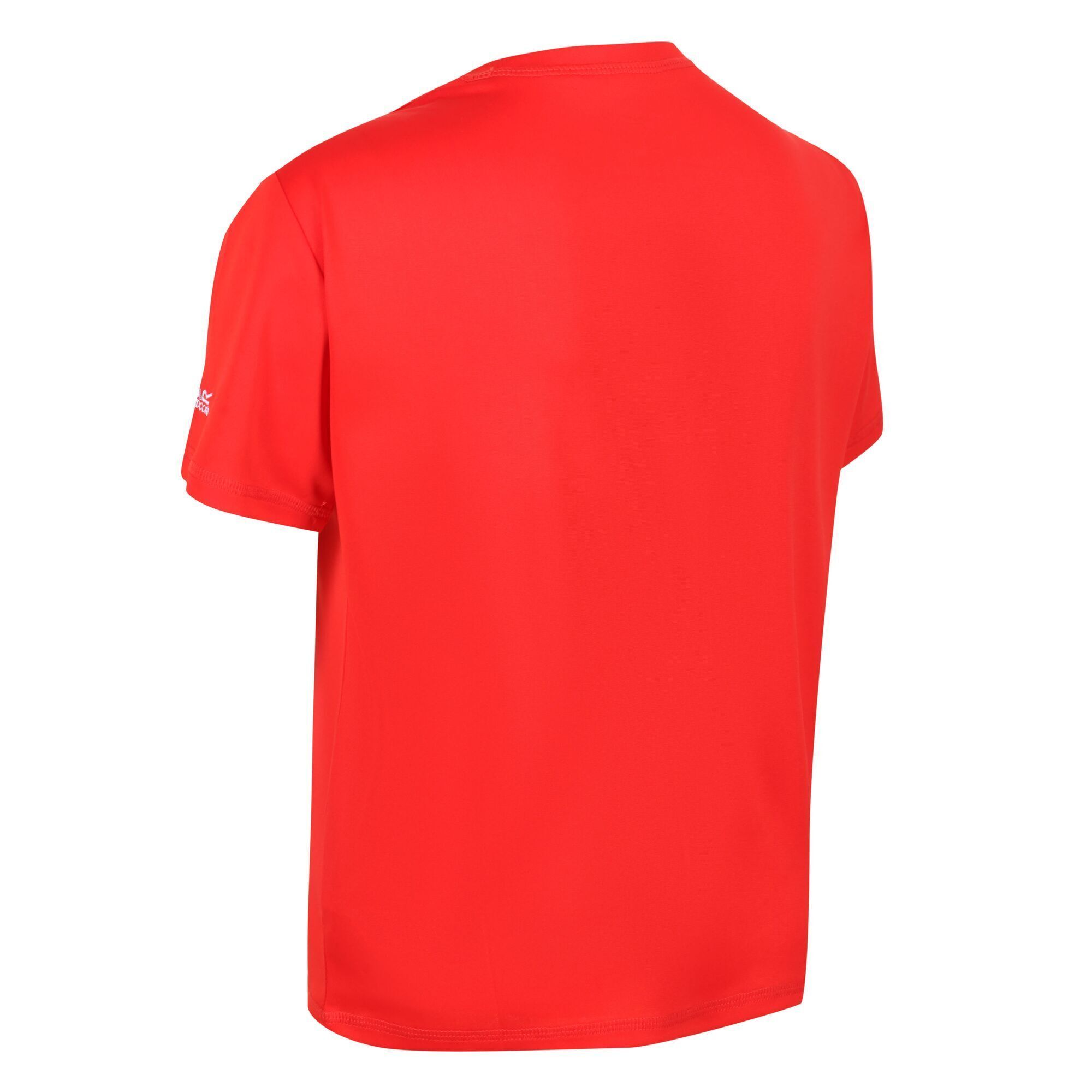 100% Polyester. Design: Circle, Logo, Mountain, Text, Triangle. Neckline: Round Neck. Sleeve-Type: Short-Sleeved. Fabric Technology: Lightweight, Moisture Wicking, Quick Dry. Sustainability: Made from Recycled Materials.
