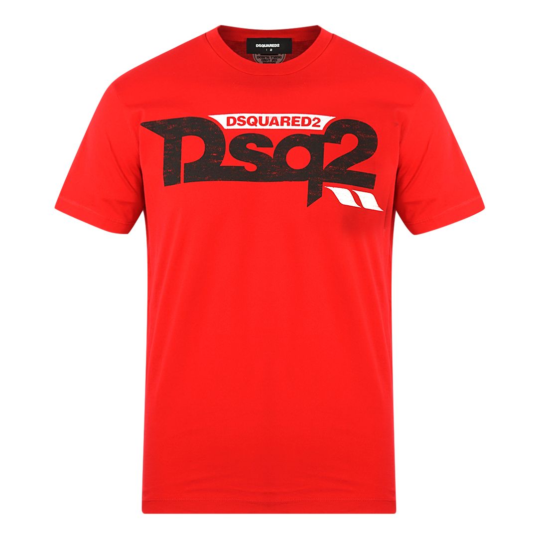 Dsquared2 Cool Fit DSQ2 Logo Red T-Shirt. Dsquared2 Cool Fit DSQ2 Logo Red Tee. Cool Fit Style, Fits True To Size. 100% Cotton. Ribbed Crewneck, Branded Logo. S74GD0725 S22427 307