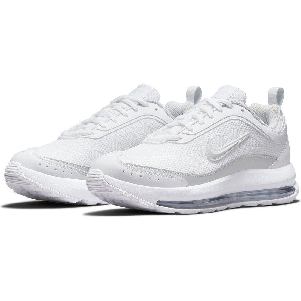 With its sleek, sporty design, the Nike Air Max AP lets you bridge past and present in first-class comfort. Flashes of heritage detailing nod to the Air Max 97 while the streamlined upper and softer midsole give it a modern edge. The low-profile design with plush padded collar, airy mesh and comfort insole begs to be worn with any outfit.
Features:
Synthetic leather and airy mesh on the upper add heritage styling while keeping it lightweight and comfortable.
Originally designed for performance running, the innovative full-length air unit has a lower profile for a sleek look and adds a new sensation you have to try.
Foam midsole feels incredibly soft, adding spring to your step.
Rubber outsole adds traction and durability.
Reflective perforations on the heel and toe
TPU swoosh
Comfort insole
Pull tab