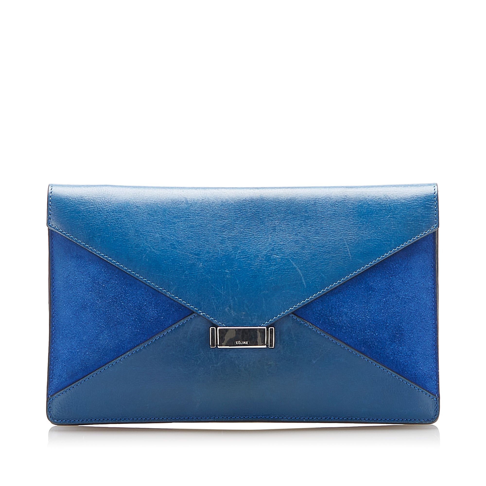 VINTAGE. RRP AS NEW. The Diamond clutch bag features a leather body, a front flap with push lock closure, and an interior zip pocket.Exterior back is discolored and scratched. Exterior bottom is scratched. Exterior front is discolored and scratched. Lock is scratched and tarnished. Interior lining is discolored and scratched. Interior pocket is discolored.

Dimensions:
Length 17cm
Width 27.6cm
Depth 1cm

Original Accessories: This item has no other original accessories.

Color: Blue
Material: Leather x Calf
Country of Origin: Italy
Boutique Reference: SSU116666K1342


Product Rating: GoodCondition