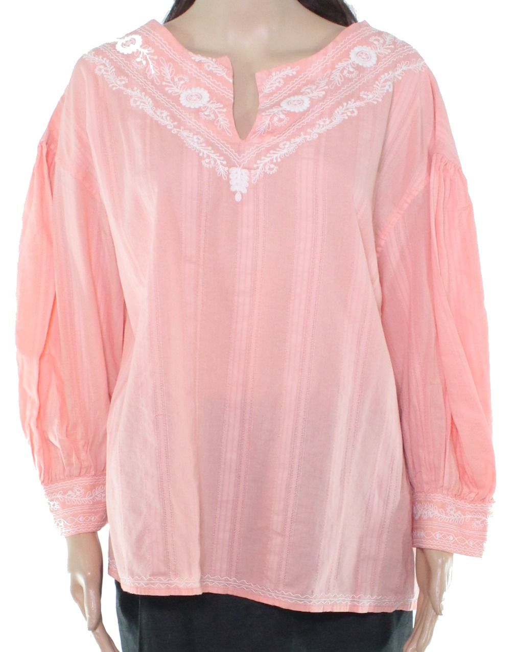 Color: Pinks Size Type: Regular Size (Women's): L Sleeve Length: Long Sleeve Type: Button-Up Style: Basic Neckline: V-Neck Pattern: Floral Theme: Designer Material: 100% Cotton