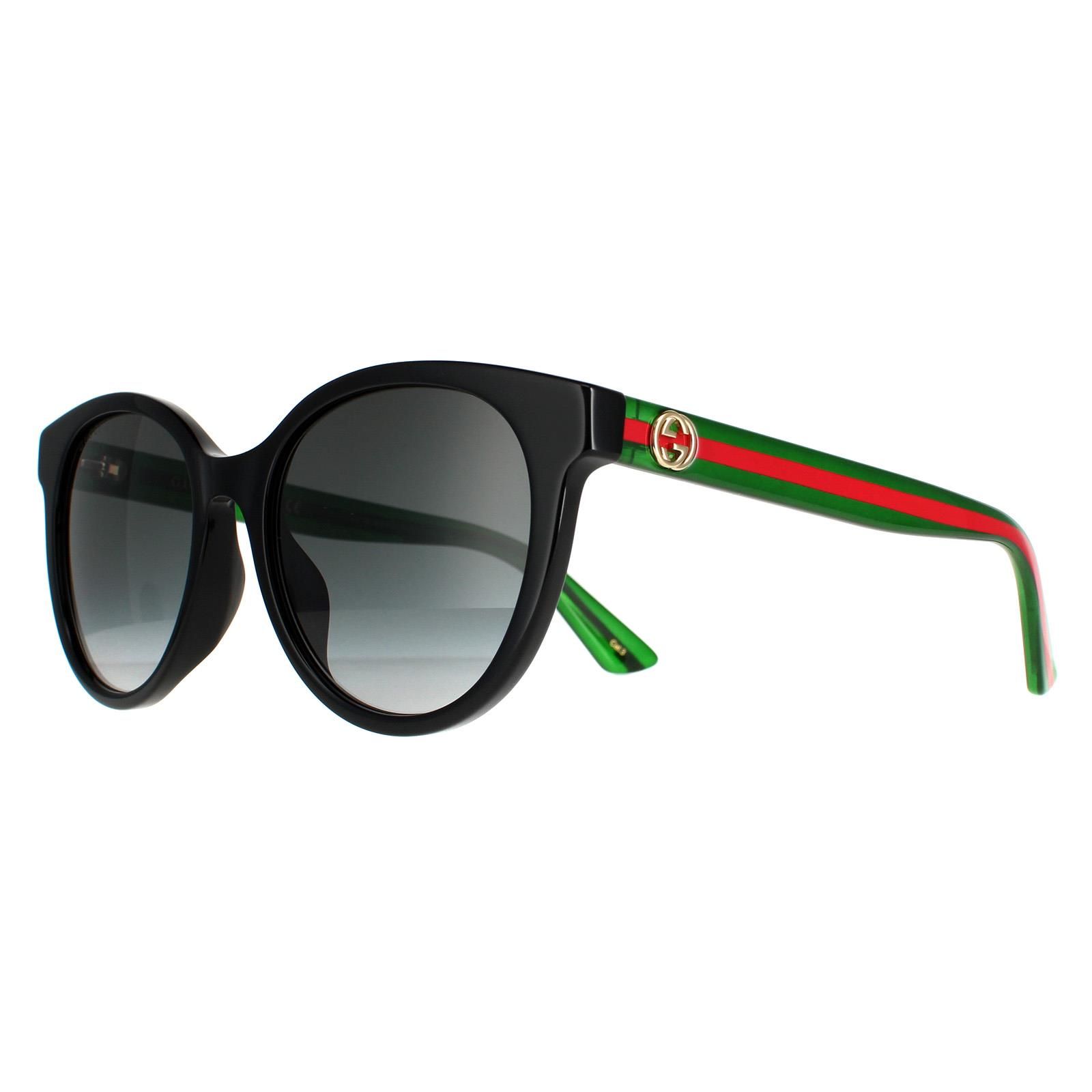 Gucci Round Womens Black With Green and Red Grey Gradient GG0702SKN ...