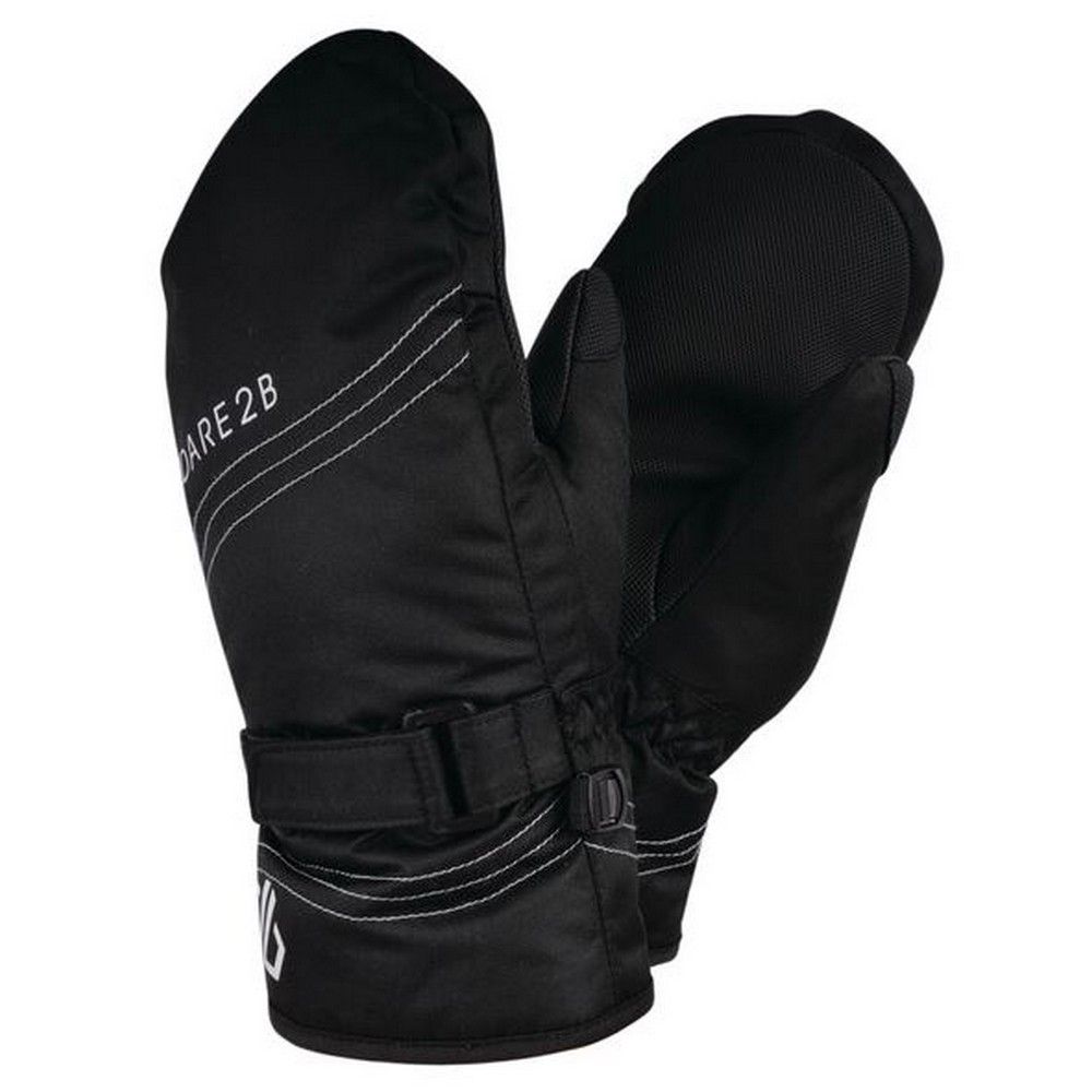 100% Polyester fabric with waterproof insert.  Warm scrim lining with formed fingers, textured gripped palm. Elasticated wrist and adjustable cuffs. Secure clip attachment. High loft polyester insulation: 60gsm.