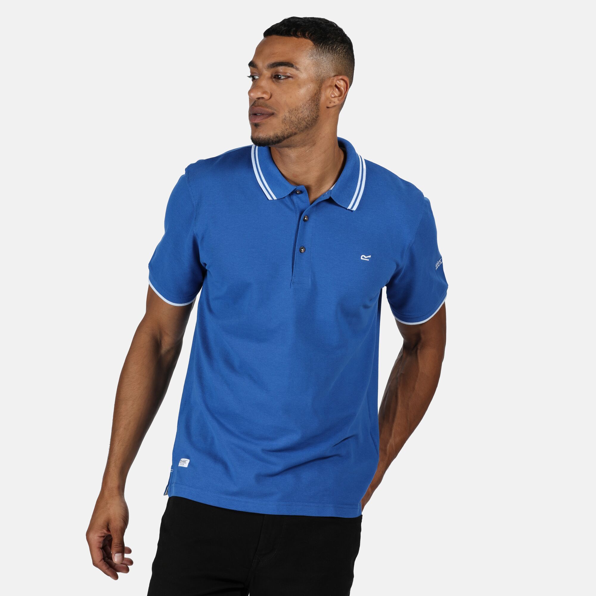 100% Coolweave cotton pique. Ribbed collar and cuffs. 3 button placket dyed to match buttons. Cut from naturally breathable Coolweave Cotton pique with sporty side slits for a comfortable fit.