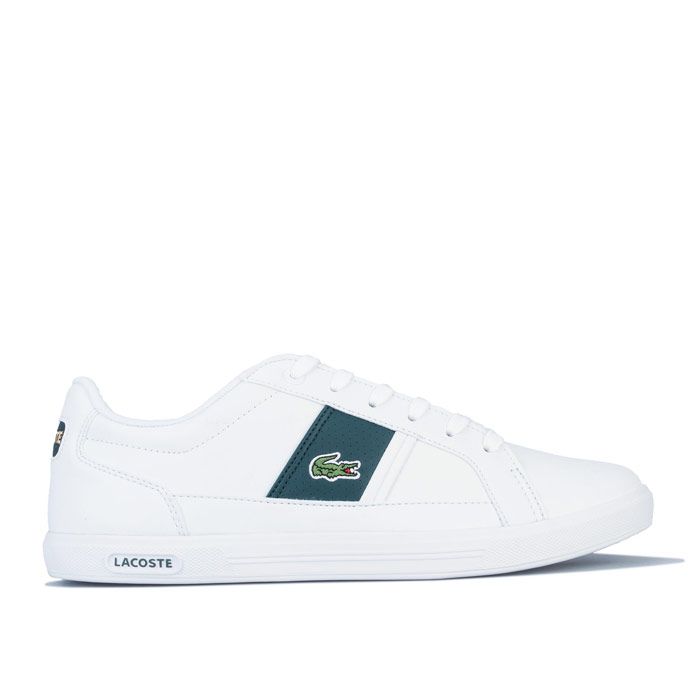 Mens Lacoste Europa 120 Trainers in Black Green. – Low-profile trainers. – Padded ankle collar. – Vulcanised midsole. – Ortholite cushioned insole. – Lacoste Croc logo embroidered to the sidewalls. – Branding to tongue and heel. – Leather and Synthetic Upper – Textile lining – Synthetic sole. – Ref: 7-35SPM00501R5