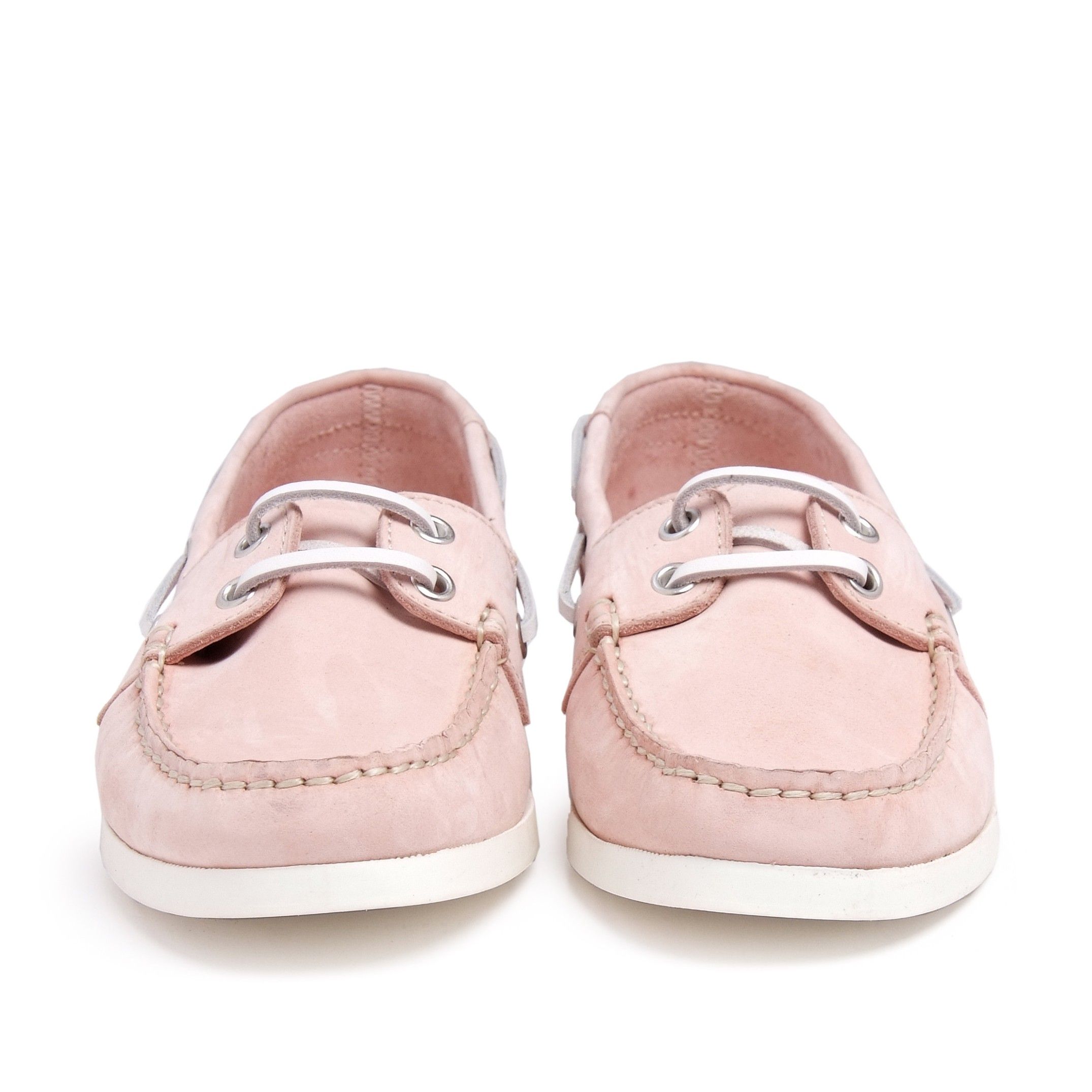 Leather Boat Shoes for Women Laces Pink Castellanisimos
