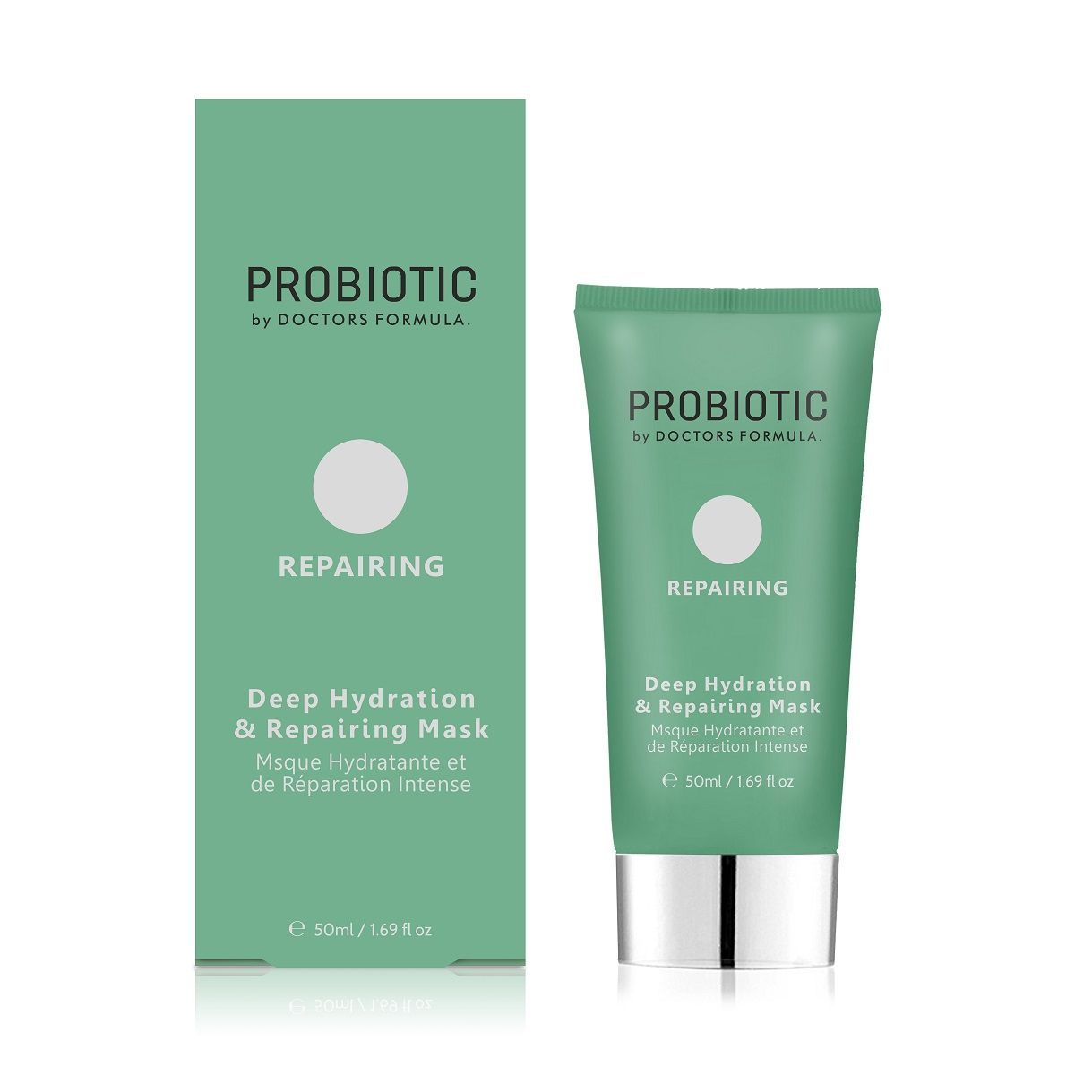 WHAT IS IT: Doctors Formula Probiotics Repairing - Deep Hydration & Repairing Mask 50ml
Deep Hydration & Repairing Mask has the power to provide instant results to the complexion.
Designed to refine pores, draw out impurities, even out skin tone and increase hydration.
Using this face mask 2-3 times a week will give the skin that extra boost of hydration. 
Smooth a thin layer onto the skin after cleansing. Leave on for 5-10 minutes & wash off.
KEY BENEFITS:
Provides long lasting hydration
Smoother, more radiant looking complexion
Plumps skin
Skin feels hydrated, balanced & strong