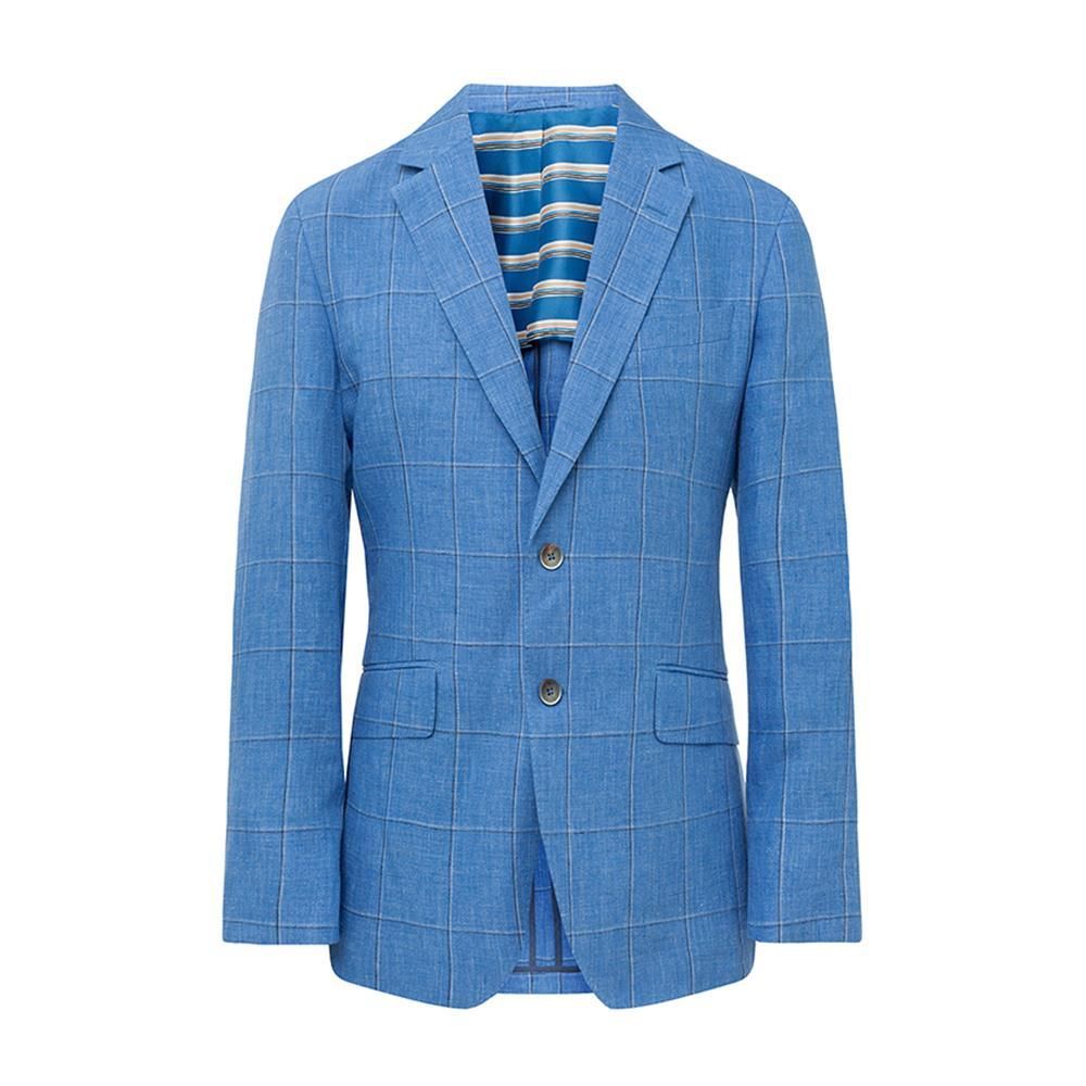 Men's Hackett, Linen Windowpane Jacket in Steel Blue