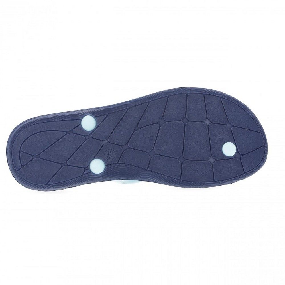 PVC/EVA material. With their anatomical arch support, cushioned footbed and slight rise in the toe area - these thong sandals bring out the best in your feet. Featuring an uplifting pattern to compliment your summer wardrobe.