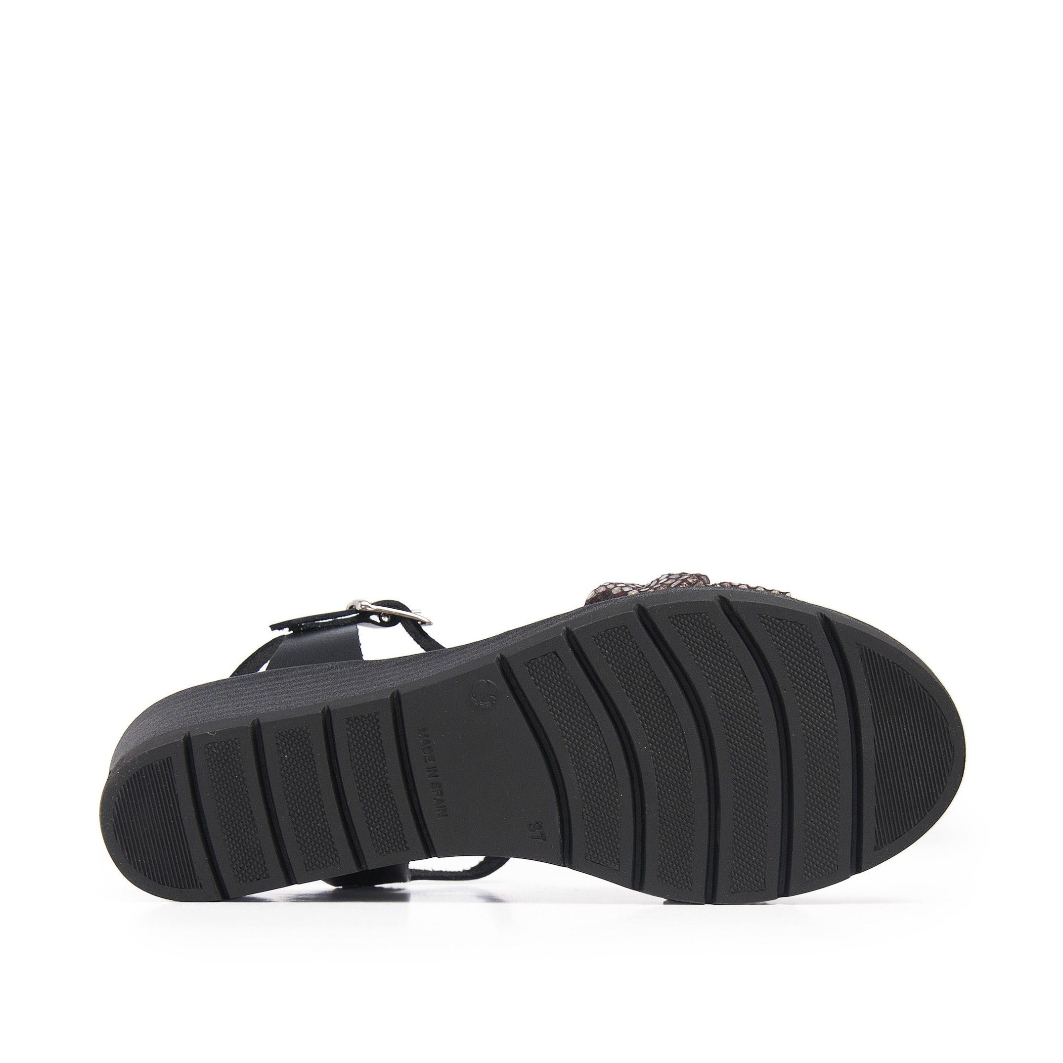 Wedge Leather Sandals Black Women Summer Castellanisimos