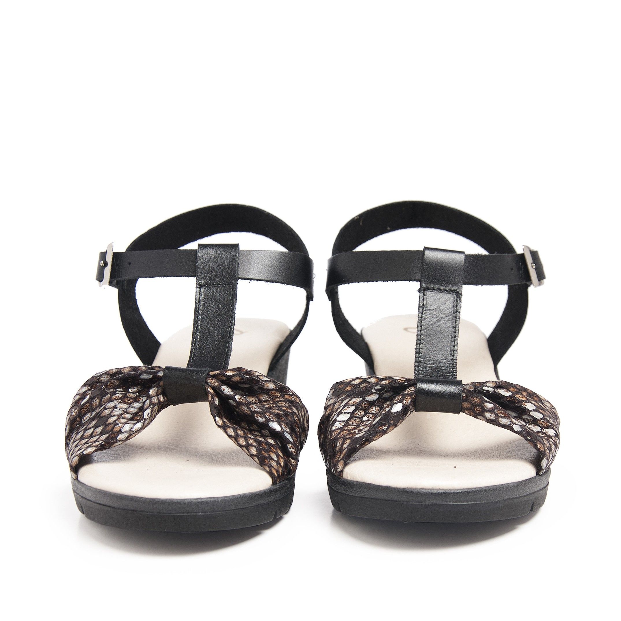 Wedge Leather Sandals Black Women Summer Castellanisimos