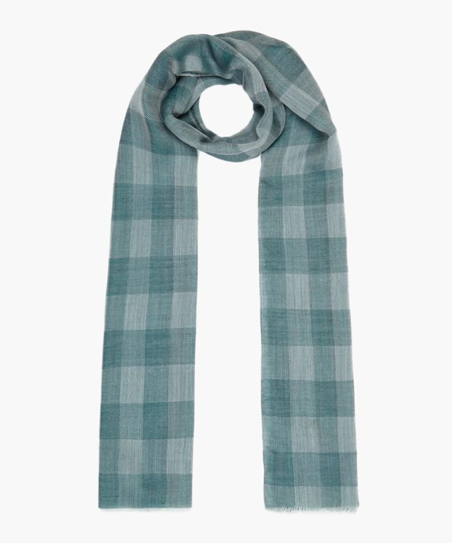 Green silk-wool blend check scarf