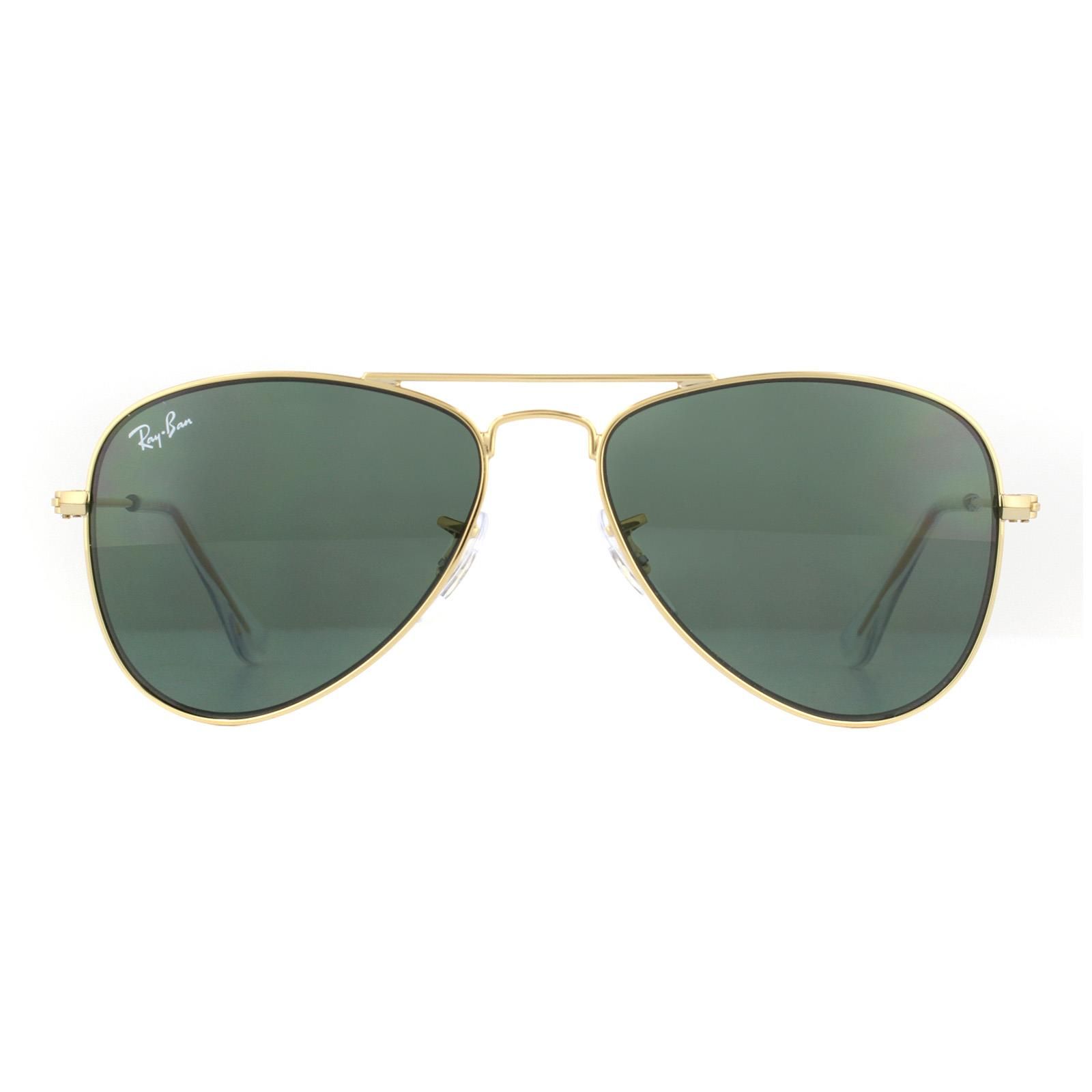 Ray-Ban Junior Sunglasses 9506 223/71 Gold Green are the kids version of the classic Ray-Ban aviator which offers great eye protection and also style for your hip youngster. This is the best selling sunglass in the world with reduced dimensions for kids.