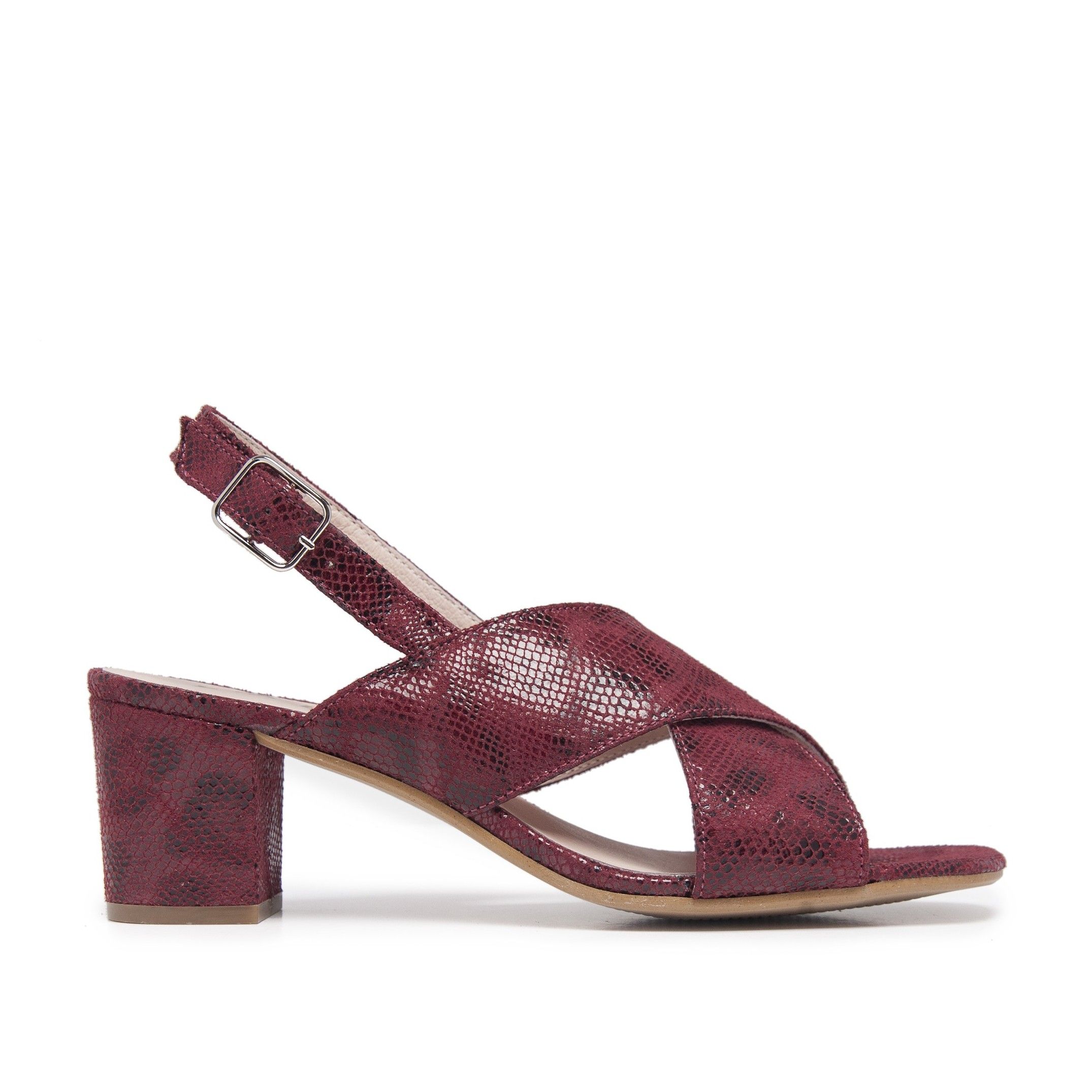 Leather Sandals Heel for Women Heeled Bordeaux Shoes Eva Lopez