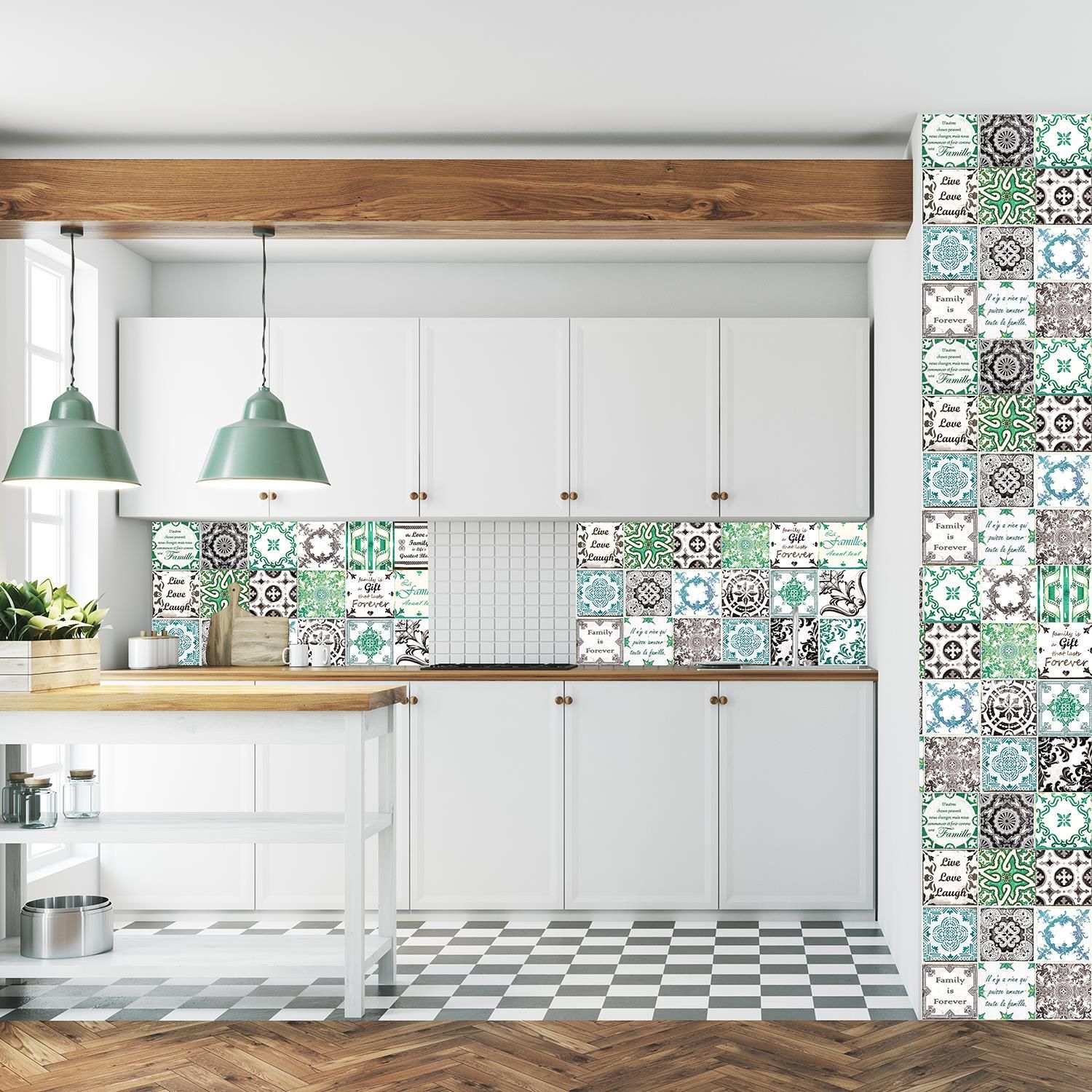 - Leave nothing to chance with our finely hand selected tiled stickers, that ensure the maximum allure for your desired home update. 
- The green and blue palate is simple enough to blend with your other decor accessories, or to be bold and beautiful on its lonesome! 
- One time installation of the quality Walplus stickers promises that after you attach it to your clean, dry wall, all that's left to do is enjoy your home's new look!
- Package Contains:  48 pieces of stickers 15 x 15 cm and a free pack of 3in1 application tools is included. Coverage area: 1.08m2.