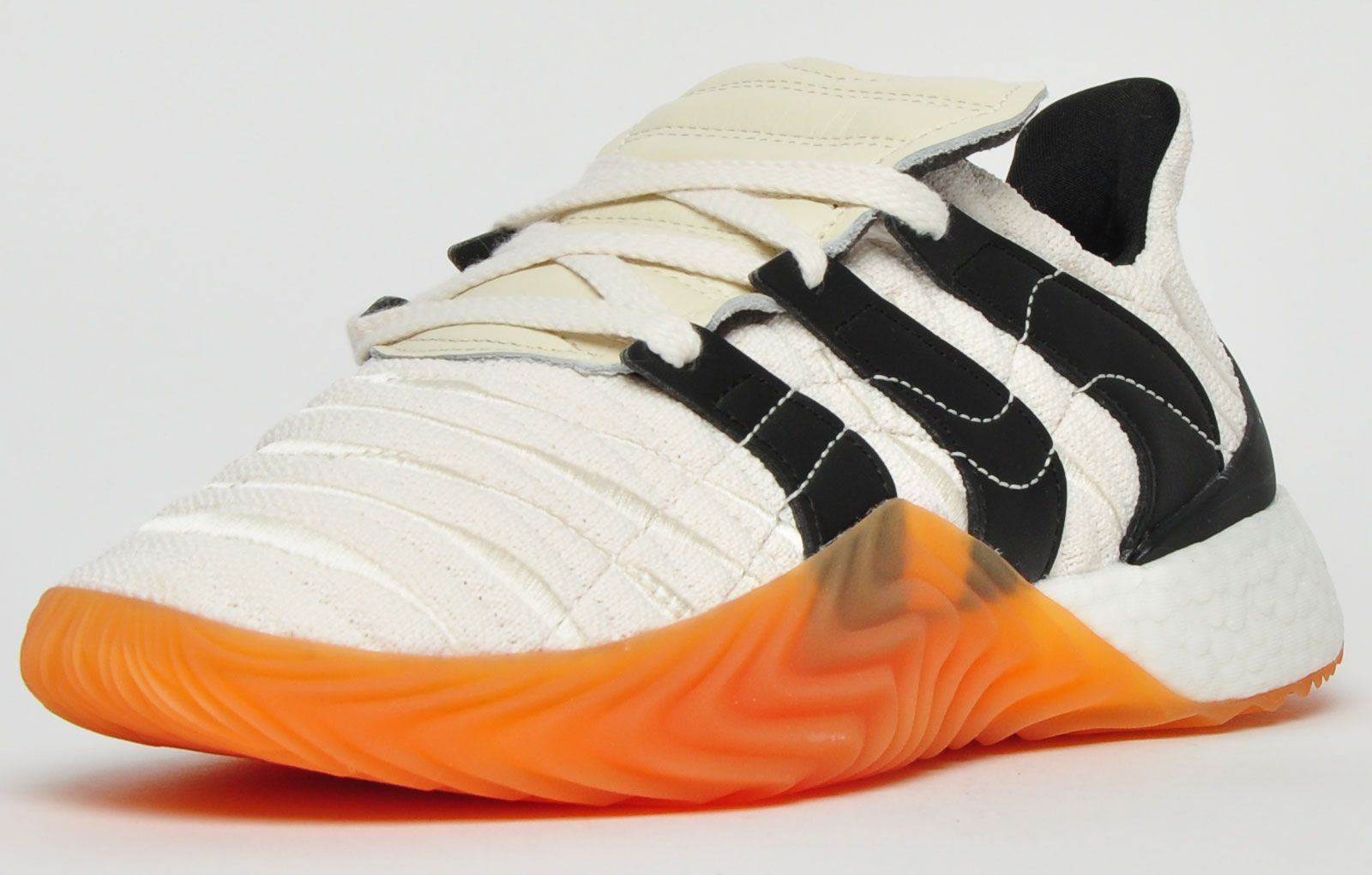 <p>Inspired by the passion of football, Adidas have given the Predator-inspired Sobakov an update, introducing an exclusive Boost midsole, along with a new Accelerator-styled look.</p> <p>Featuring the same rippled upper in a textured knit with designer stitch detailing as well as the famous three stripe branding in a curve design with an on trend wave styled outsole for a standout design with an additional heel cup featuring around the ankle for added support</p> <p class=