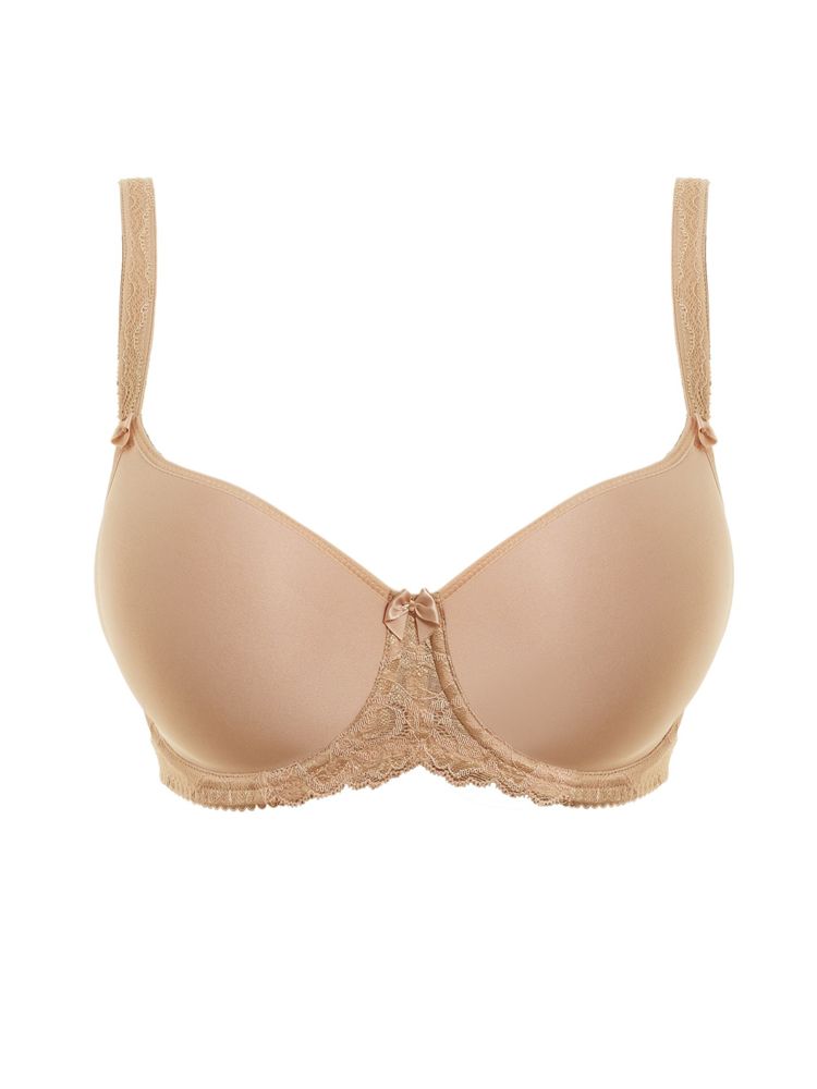 Perfect for everyday wear, this Rebecca Lace Full cup bra features moulded spacer cups for great shape and support, but without adding an unnatural look. The neck edge and underarm part of this bra is flexible for a more comfortable fit. The two tone lace adds a feminine touch, whilst remaining smooth under clothing.