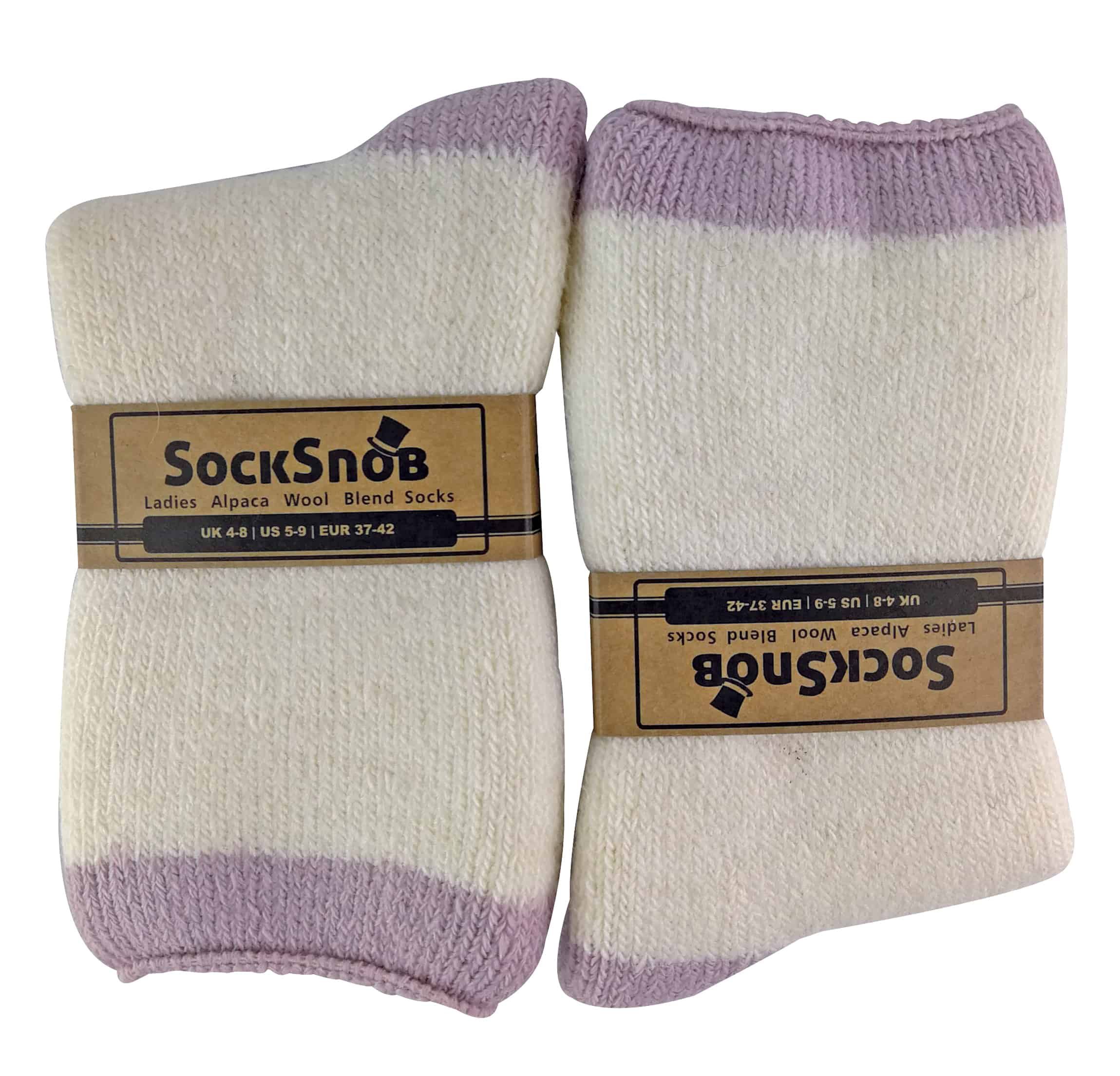Ladies Alpaca Wool Blend Thermal Slipper Bed Socks with Grippers