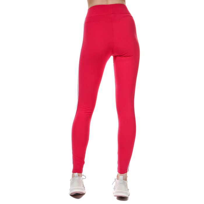 Womens adidas Originals Adicolor 3-Stripes Leggings in power pink - white.-Elasticated stretch waist.- Applied 3-Stripes to sides crafted from textured grosgrain ribbon.- Embroidered Trefoil and adidas wordmark at left thigh.- Mid rise.- Fitted fit.- Main Material: 93% Cotton  7% Elastane.  Machine washable. - Ref: GD2369