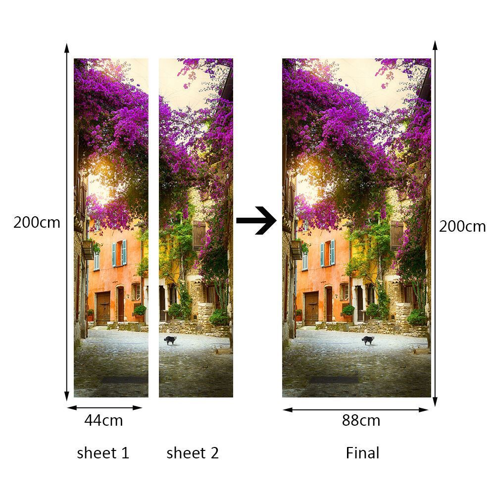 -Transform your room with the stunning Wallflexi door mural collection.
- To provide an easier, flexible and durable application the door mural is made out of PVC and is not only self-adhesive but also water resistant. 
- The door mural finishing size is 88 cm x 200 cm and the package contains 2 pieces of 44 x 200 cm.
