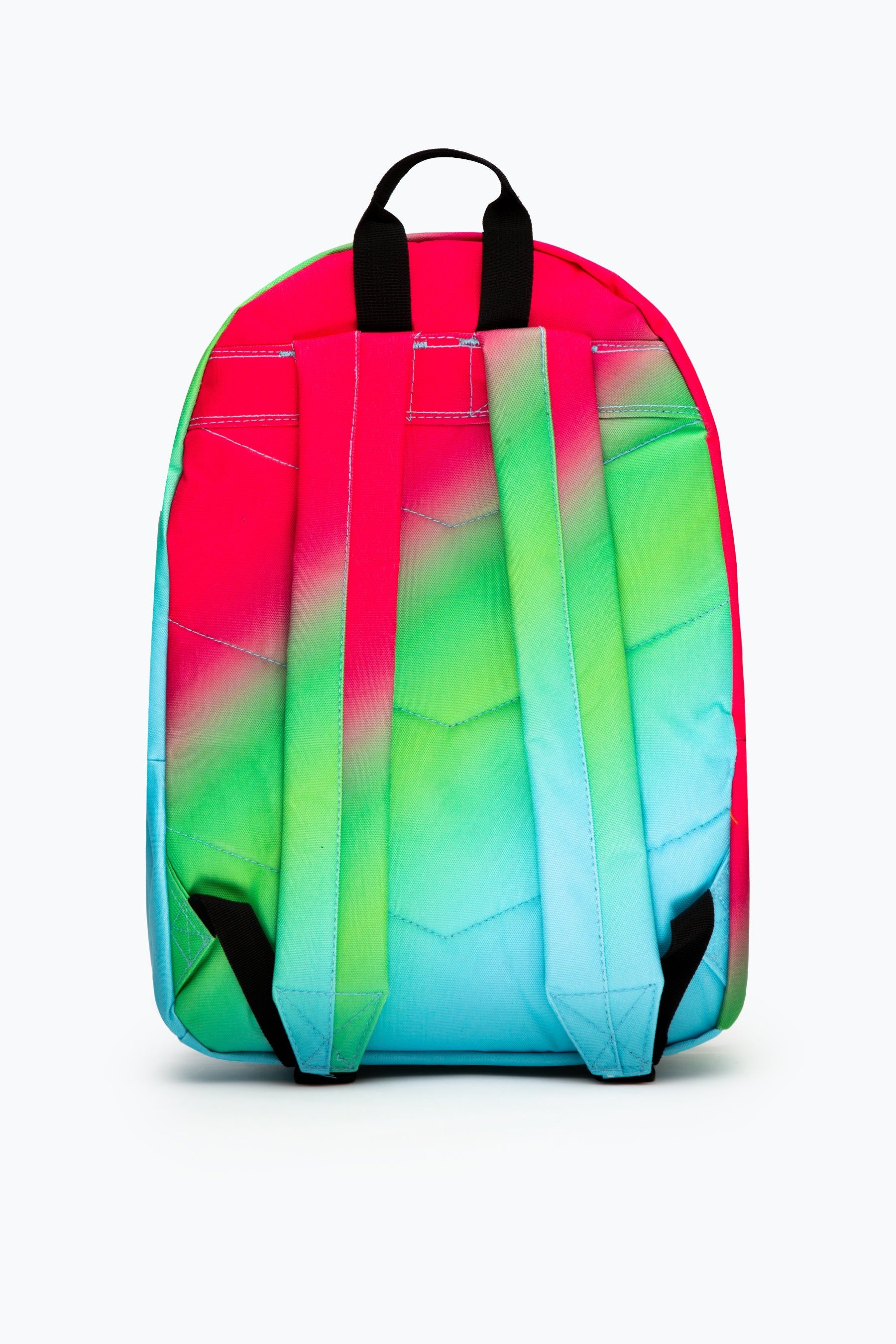 The perfect backpack does exist, and you're looking right at it. The HYPE. blue fade backpack is designed in our signature fade print in a pink, blue and green colour palette. With the iconic HYPE. crest badge, front pocket and embossed zip pullers. This backpack measures at 42 cms x 30 cms x 12cms, creating the perfect size to transport your goods from home to school and school to home. The straps offer supreme comfort with just the right amount of padding you need from your new backpack. Wipe clean only.