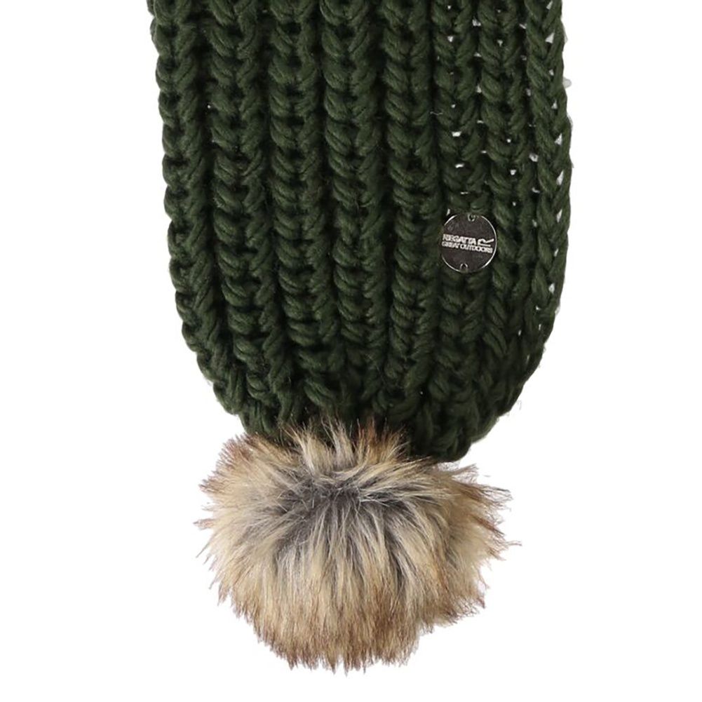 100% Chunky acrylic knit. Removable faux fur pom poms. Part of mix and match pom pom package.