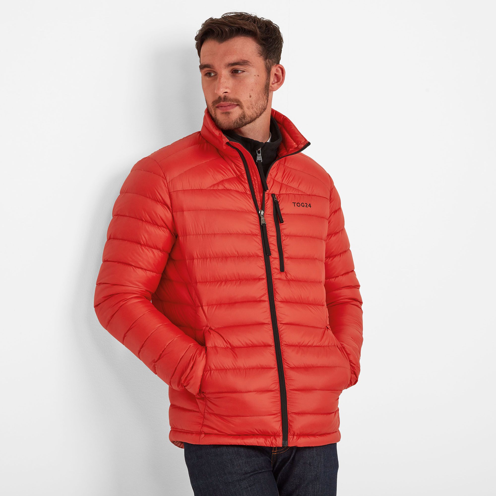 Drax Mens Funnel Down Jacket Fire Red