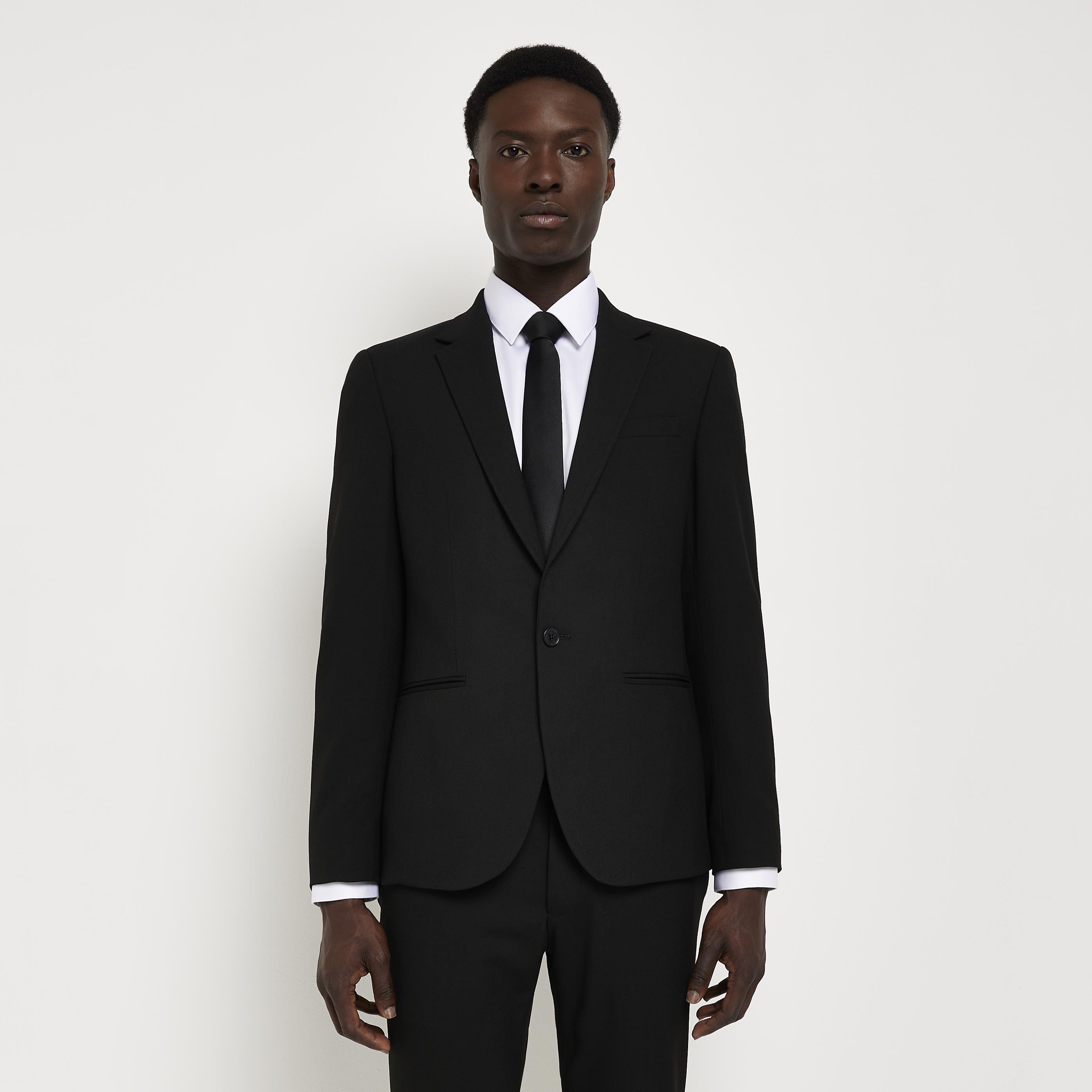 River Island Mens Suit Jacket Blazer Black