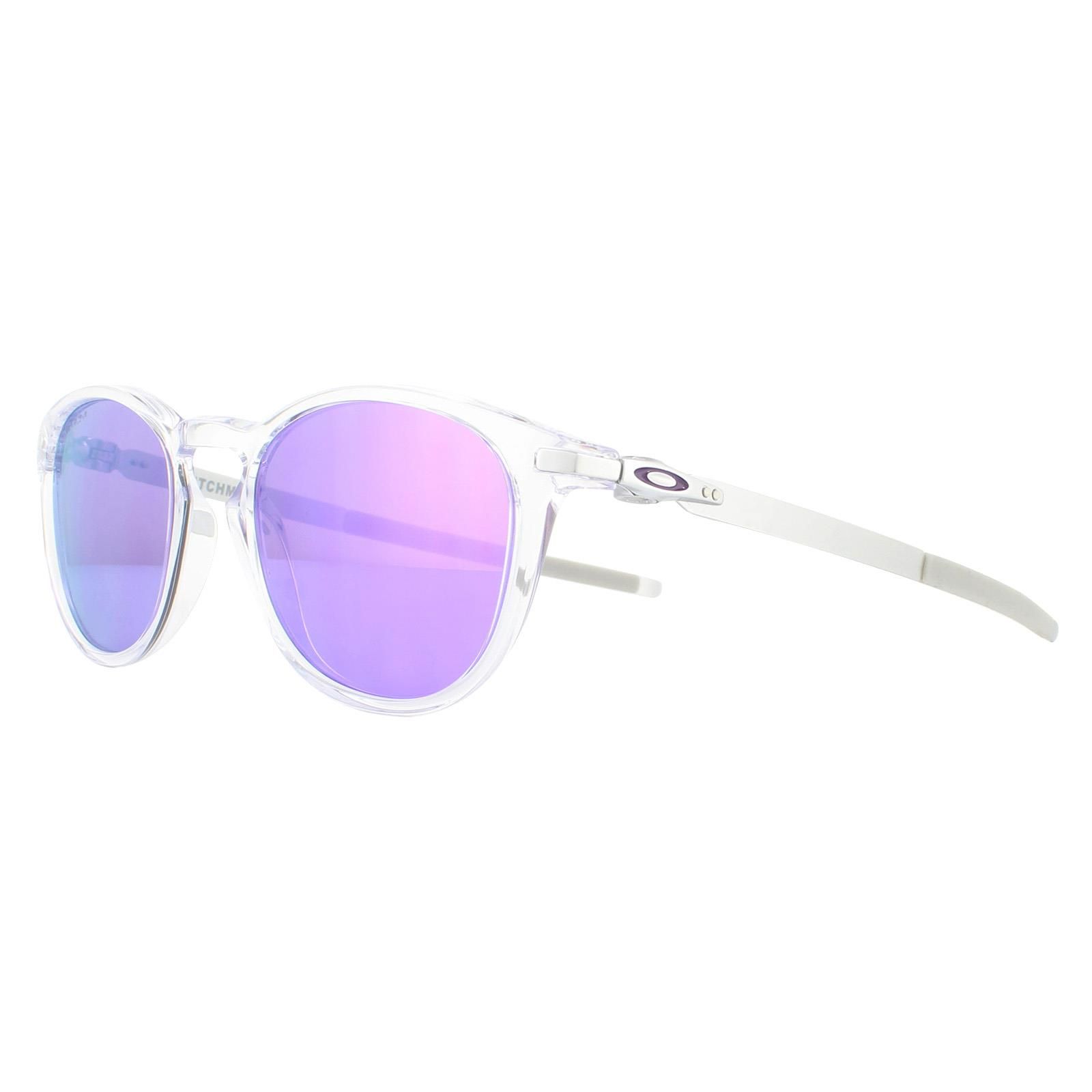 Oakley Sunglasses Pitchman R OO9439-12 Polished Clear Prizm Violet are a lightweight model made of plastic, with a rounded silhouette and sleek temples, suitable for small to medium faces, boasting durability and all-day comfort of lightweight O Matterâ„¢