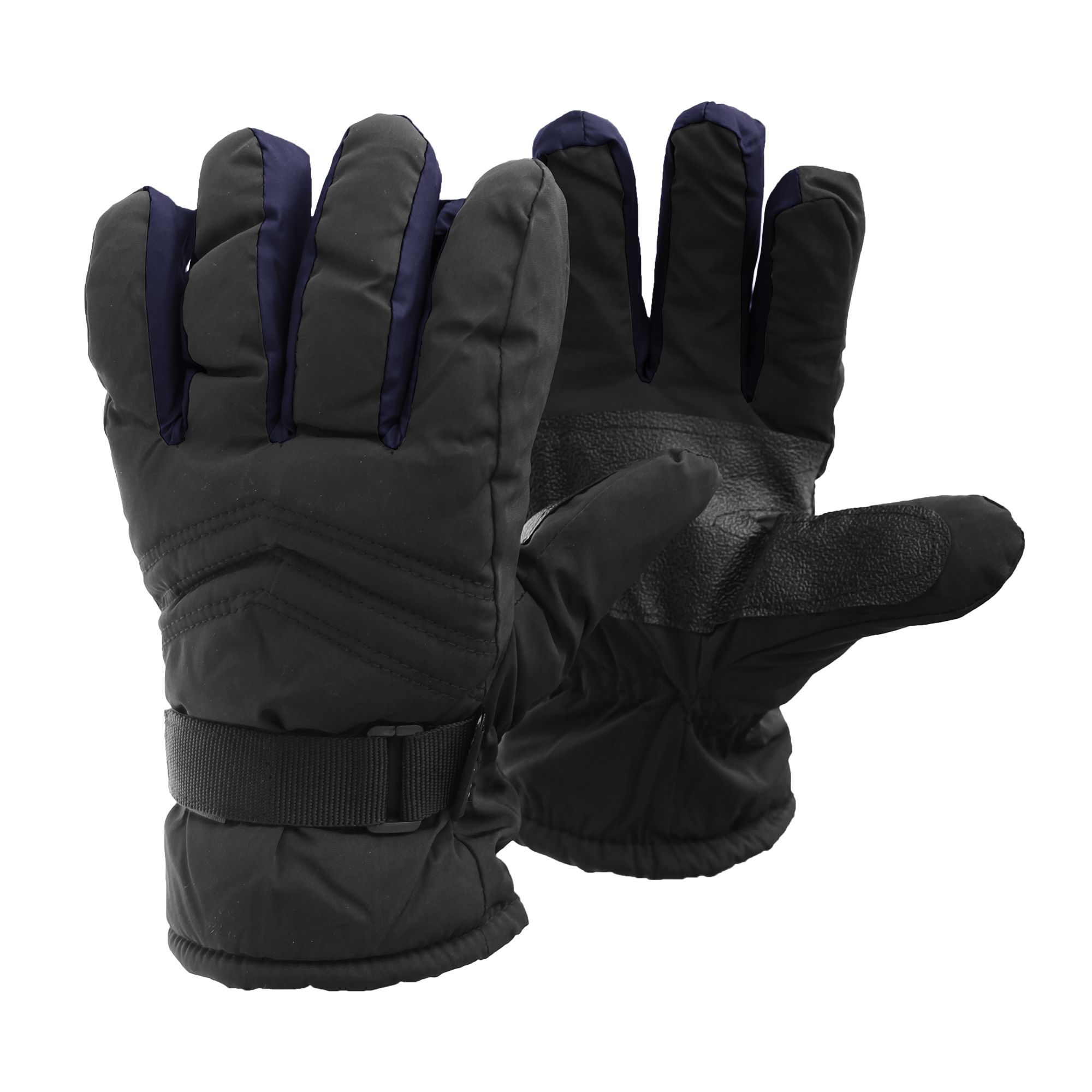 Great quality winter ski gloves. Perfect for wearing in the winter as they keep your hands nice and warm. Comfortable fit. Adjustable touch fastening strap. Fibre: shell 100% Polyester. Palm PVC. Membrane: opp waterproof membrane. Lining 100% Polyester. Wipe clean only.