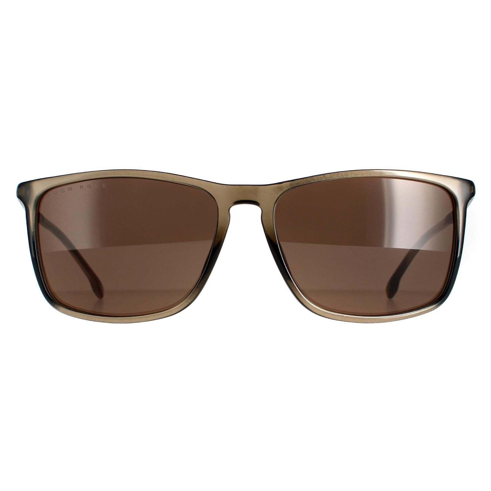 Hugo Boss Rectangle Mens Brown Brown BOSS 1182/S/IT  Hugo Boss are a masculine design with a super slim rectangular frame. Crafted in Italy from lightweight plastic they're comfortable and durable with the Hugo Boss logo etched into the slender temples.