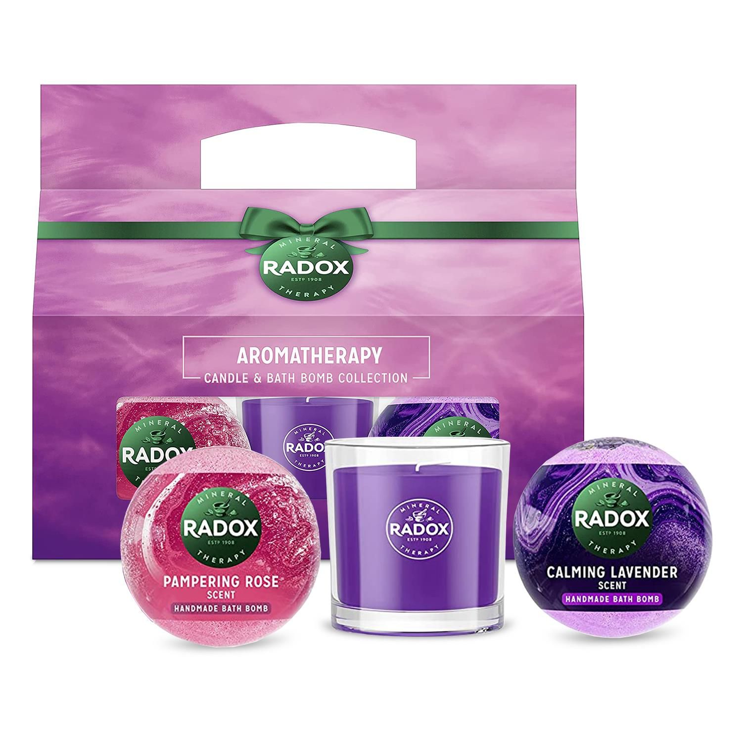 Radox Aromatherapy Candle & Bath Bomb Collection 3Piece Gift Set for Her